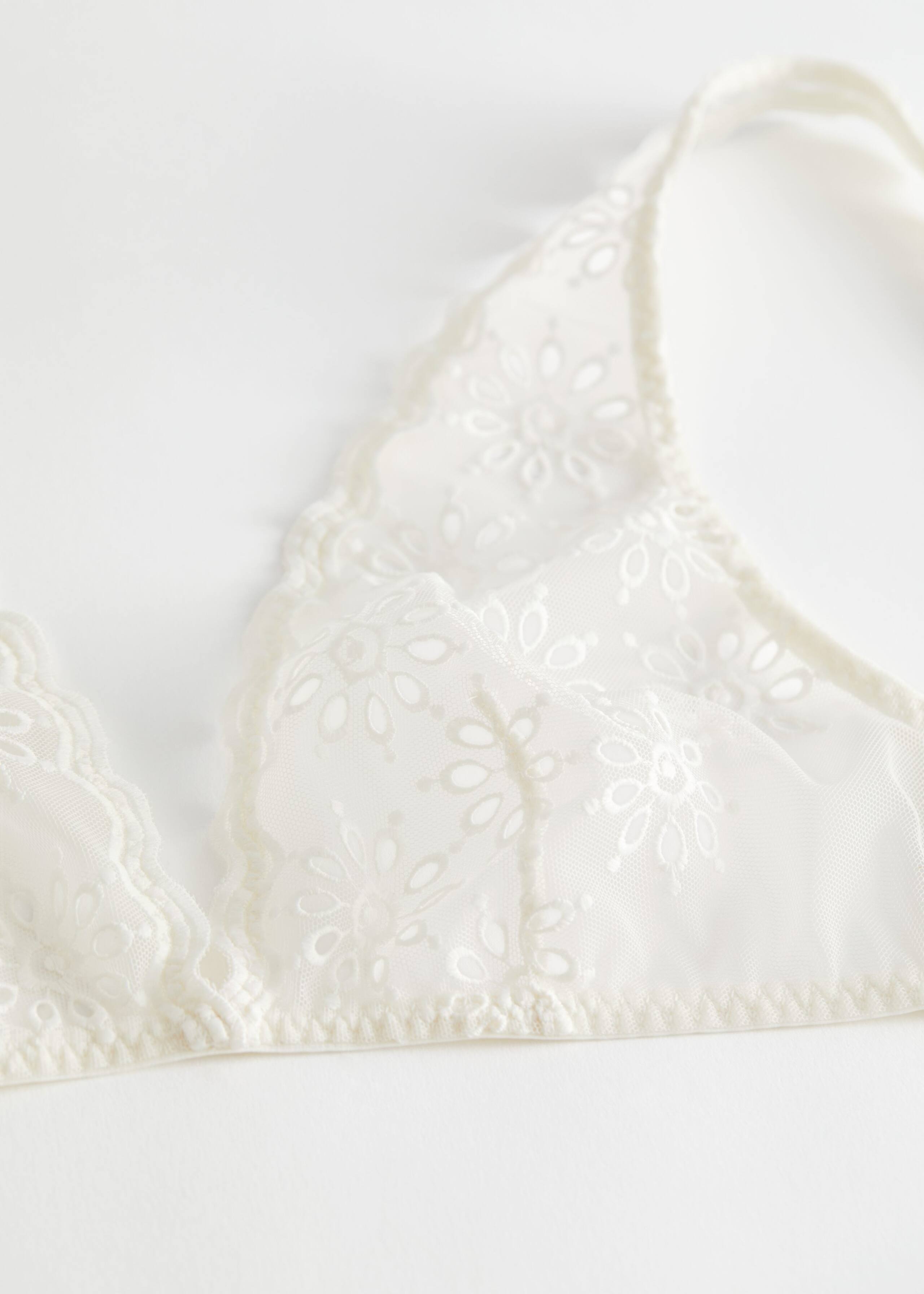 Daisy Embroidered Triangle Bra - Daisy White - Still Life