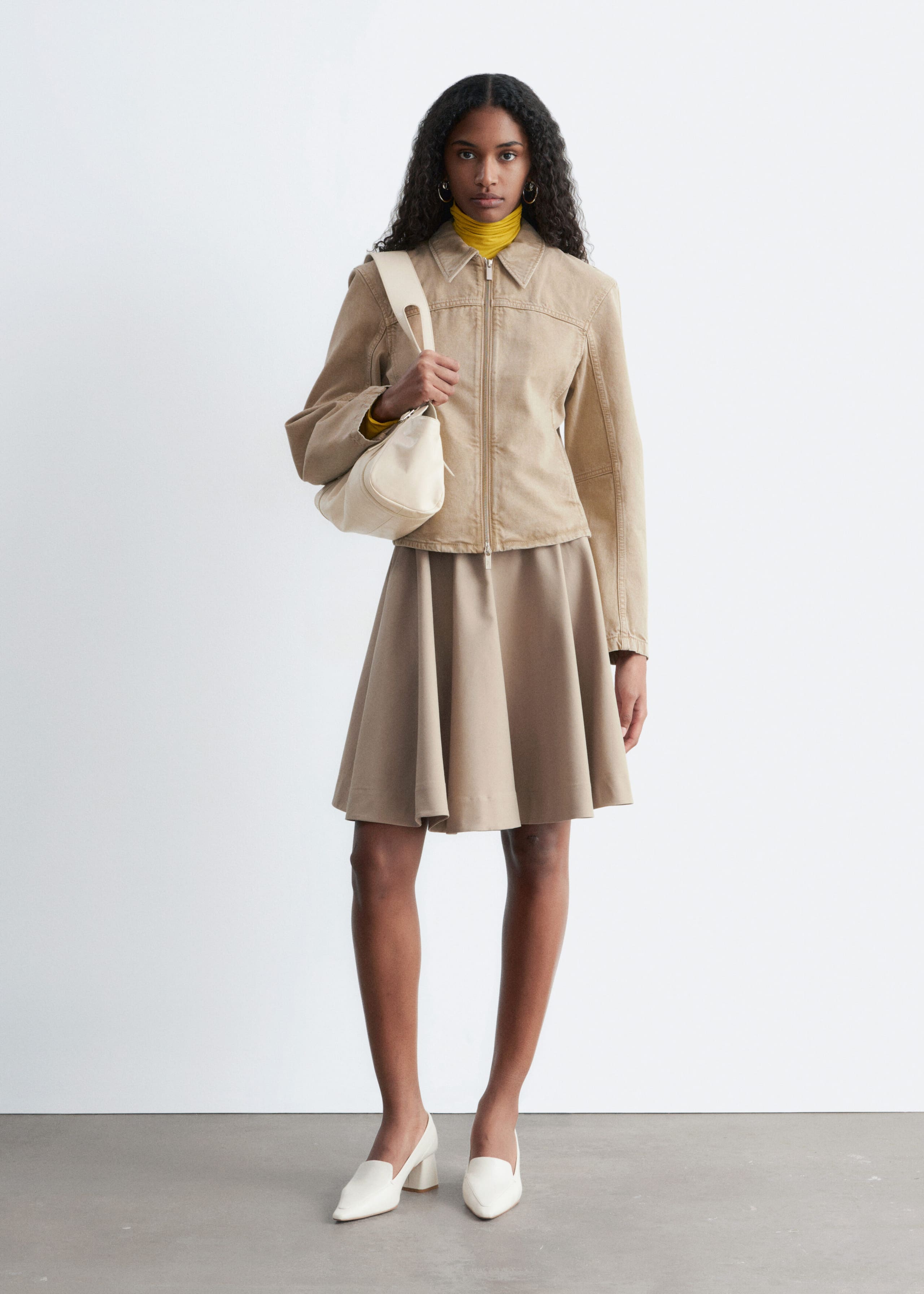 Image of Fitted Zip-Up Denim Jacket