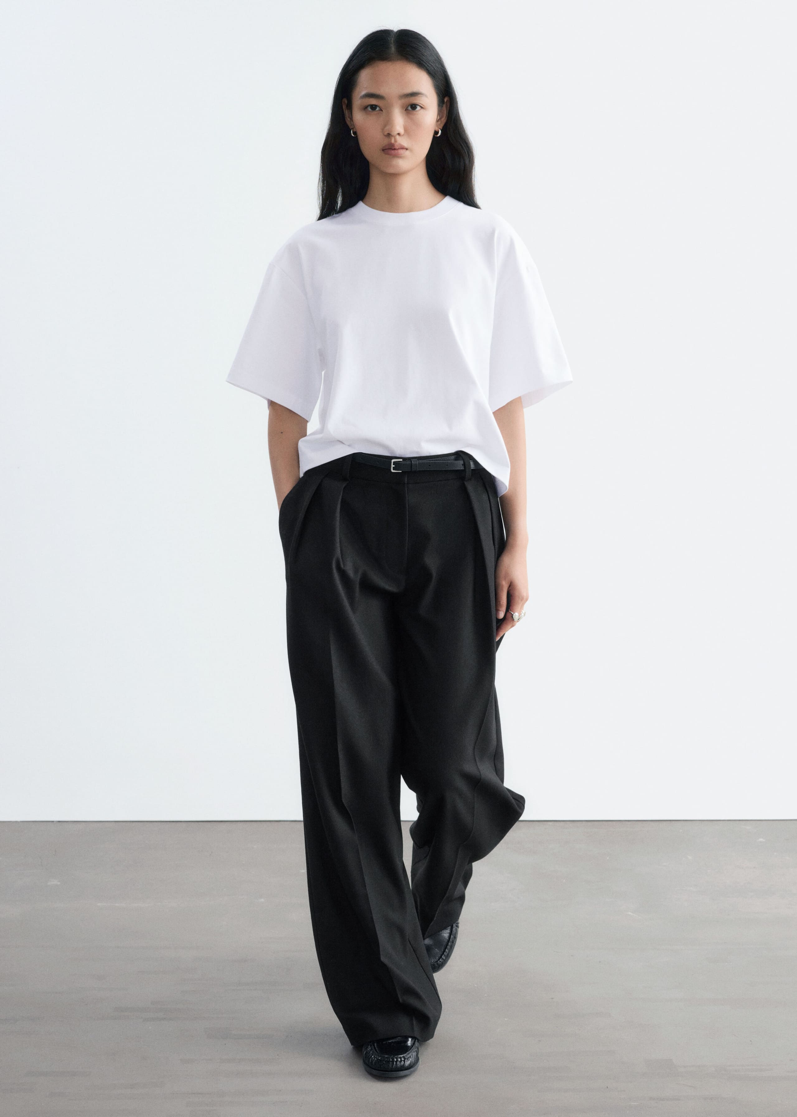 Boxy Cotton T-Shirt - White - Lookbook