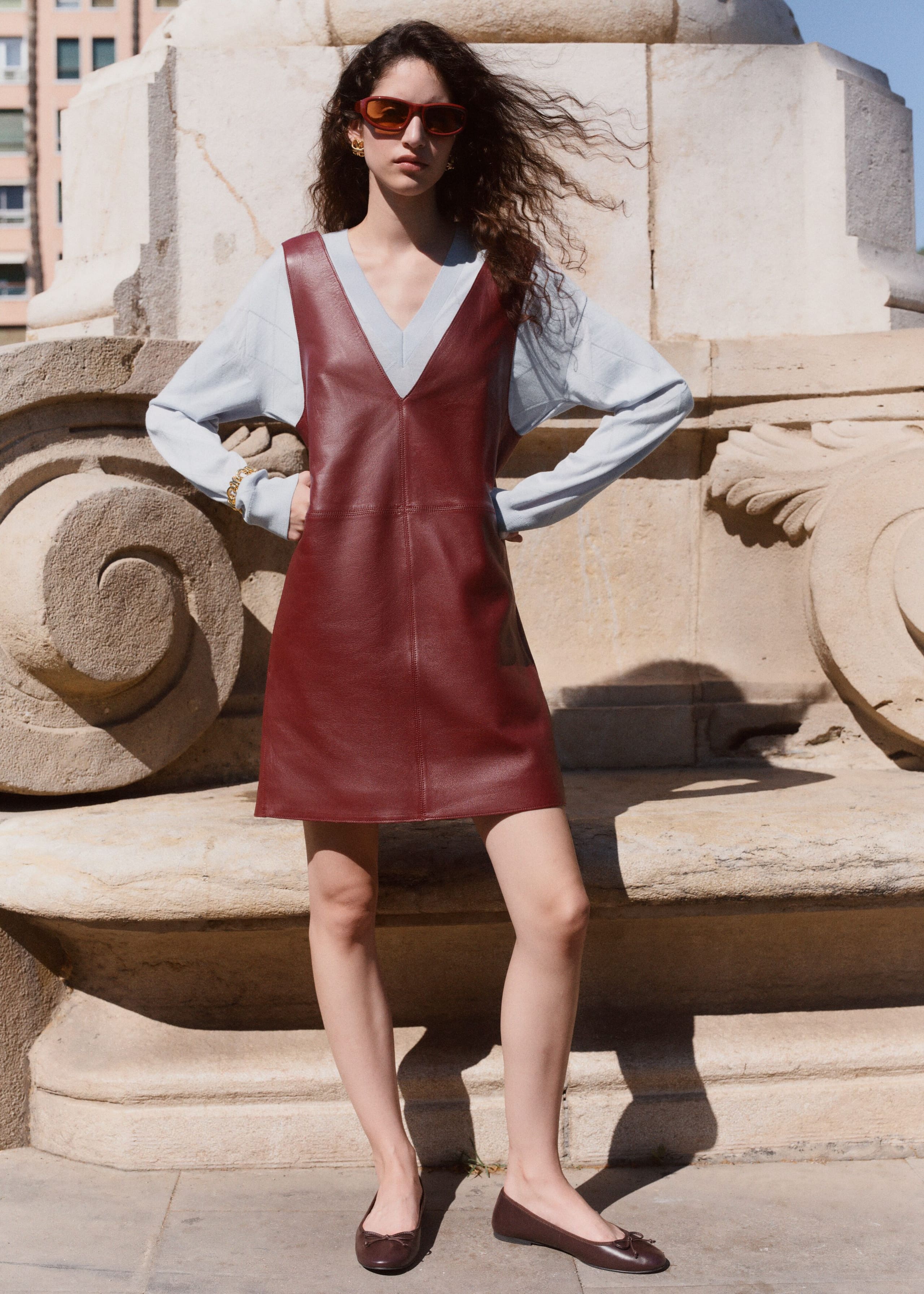 Image of Raw-Edge Leather Dress