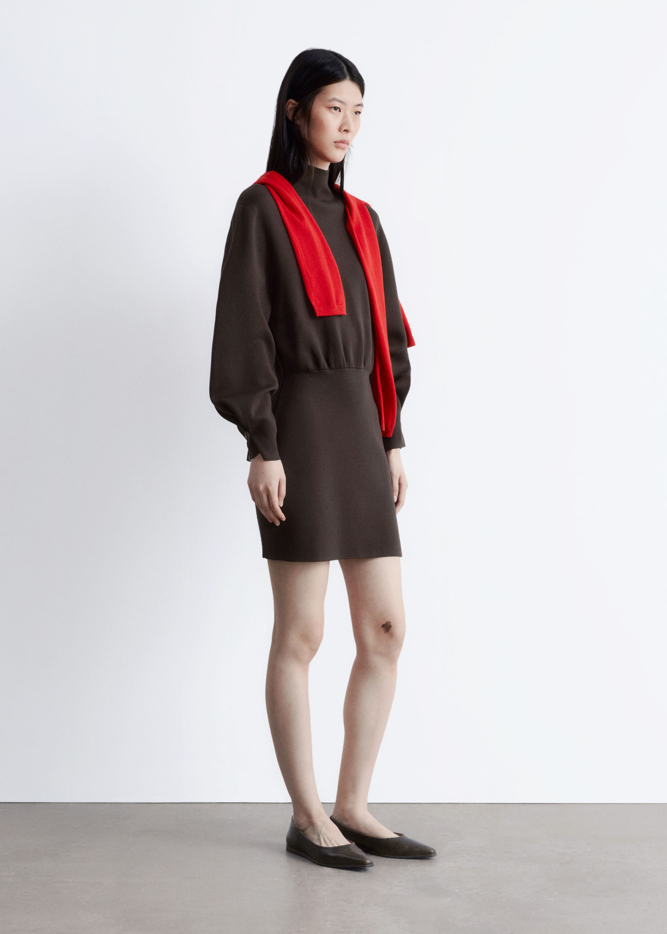 Image of Knitted Mock-Neck Mini Dress