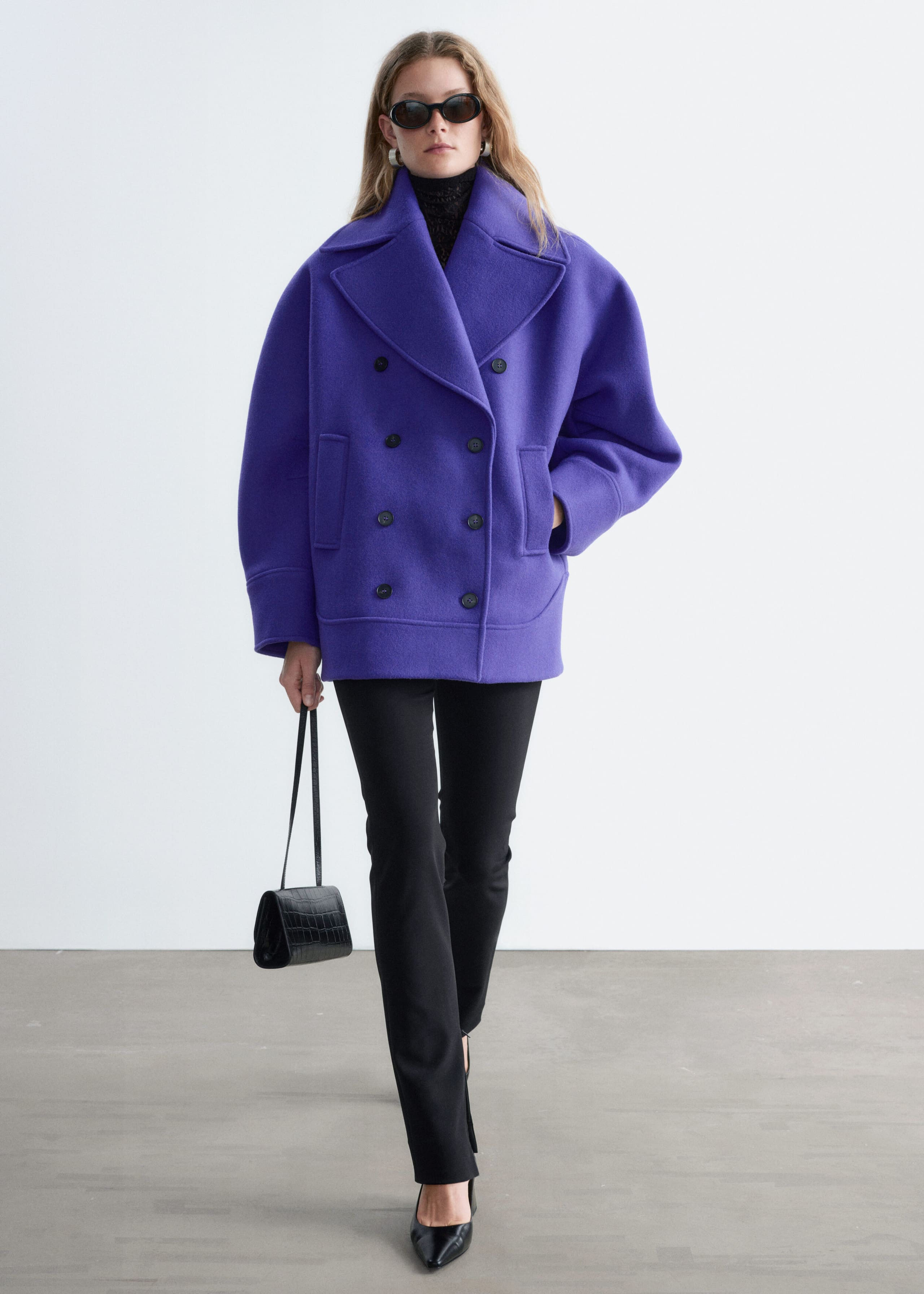 Skepparkavaj med vid krage – Lila – lookbook