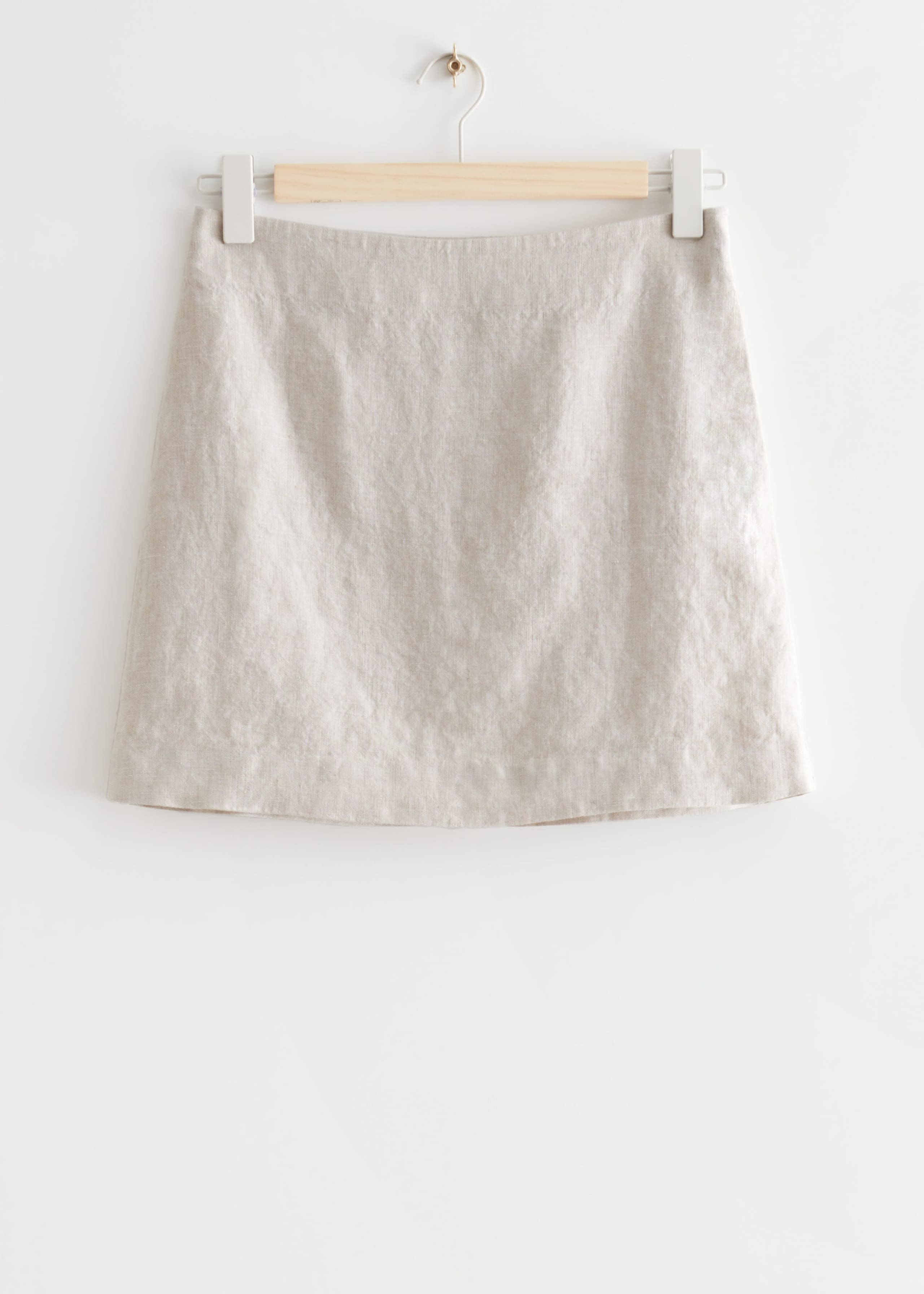 Linen Mini Skirt - Beige - Bodegón
