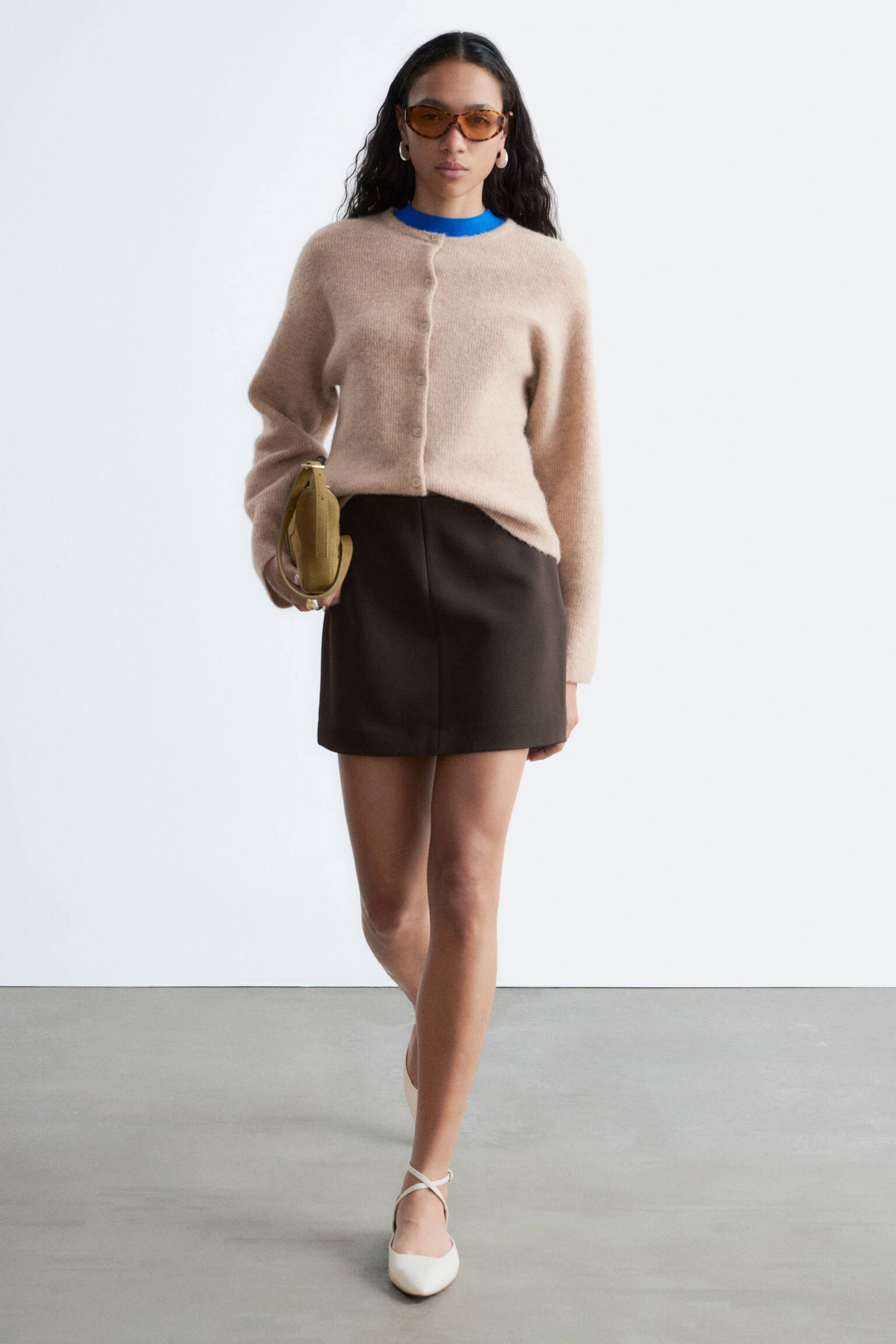 Cardigan Tricotat din Amestec de Alpaca - Bej/Verde/Galben pastel/Alb/Roz prăfuit/Gri - 6