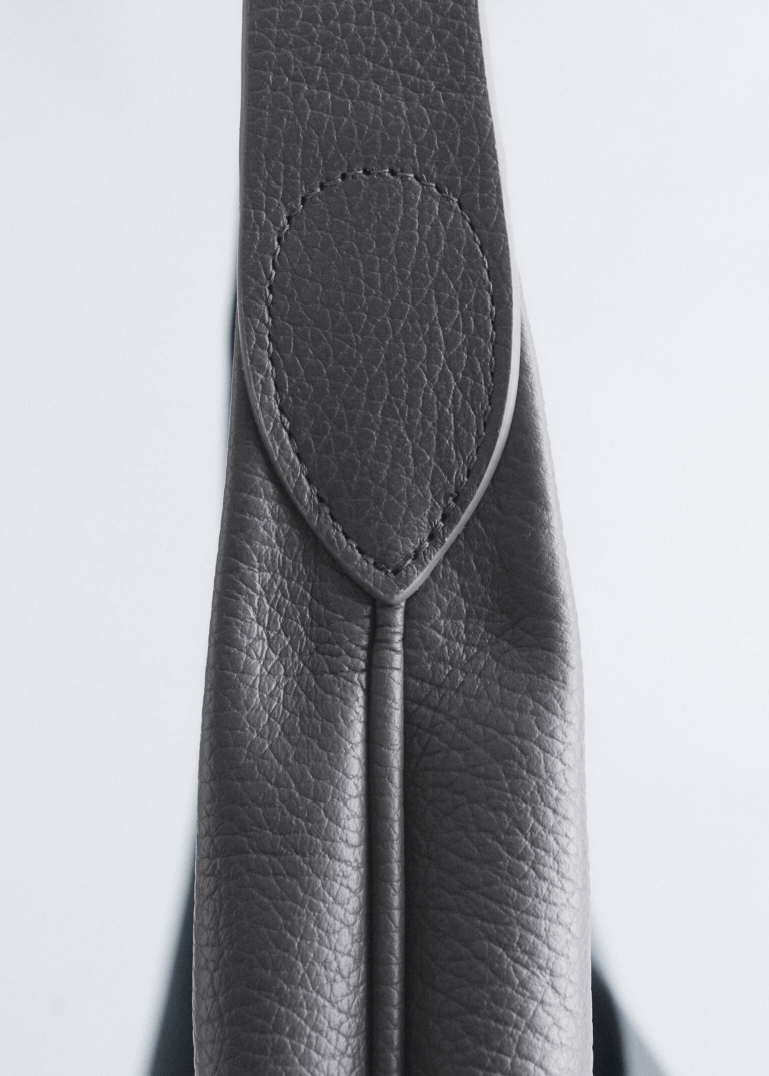 Sac cabas extra large en cuir - Gris foncé/Noir - 5