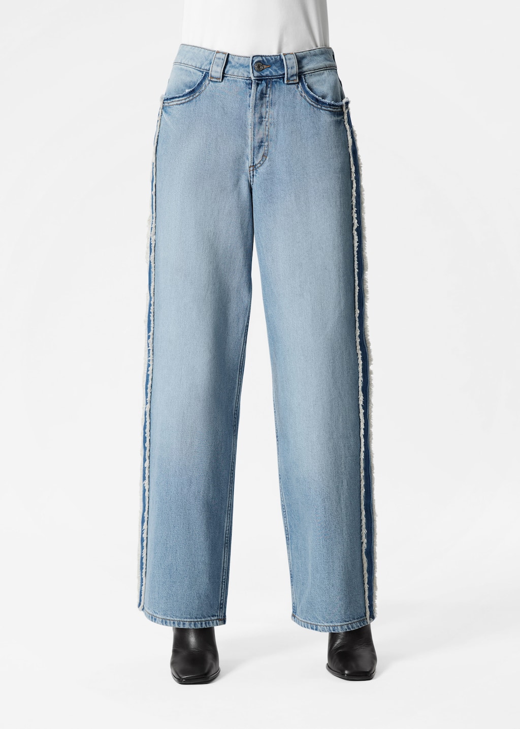 Image of Fringed Wide-Leg Jeans