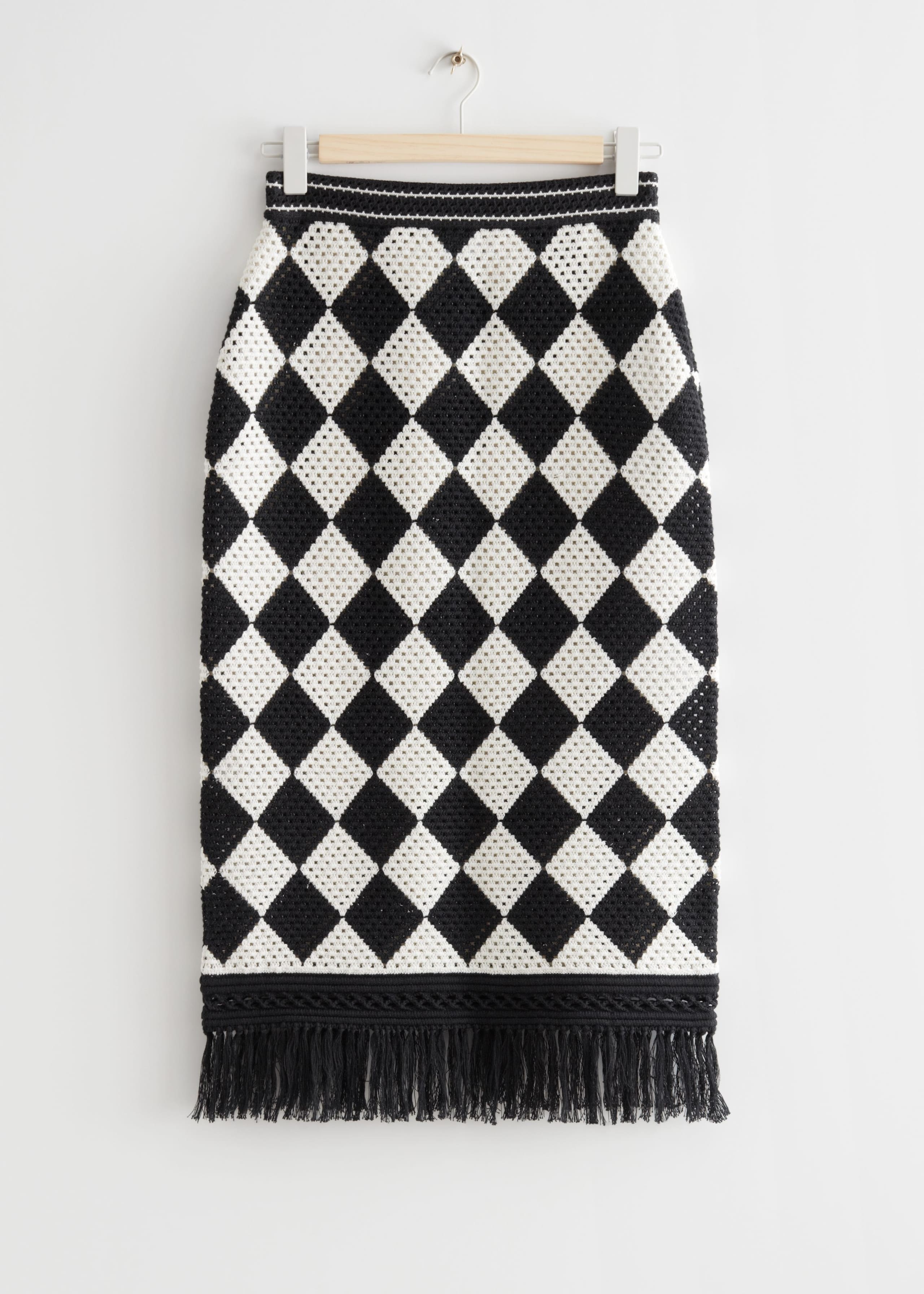 Harlequin Crochet Midi Skirt - Black/White - Natura morta