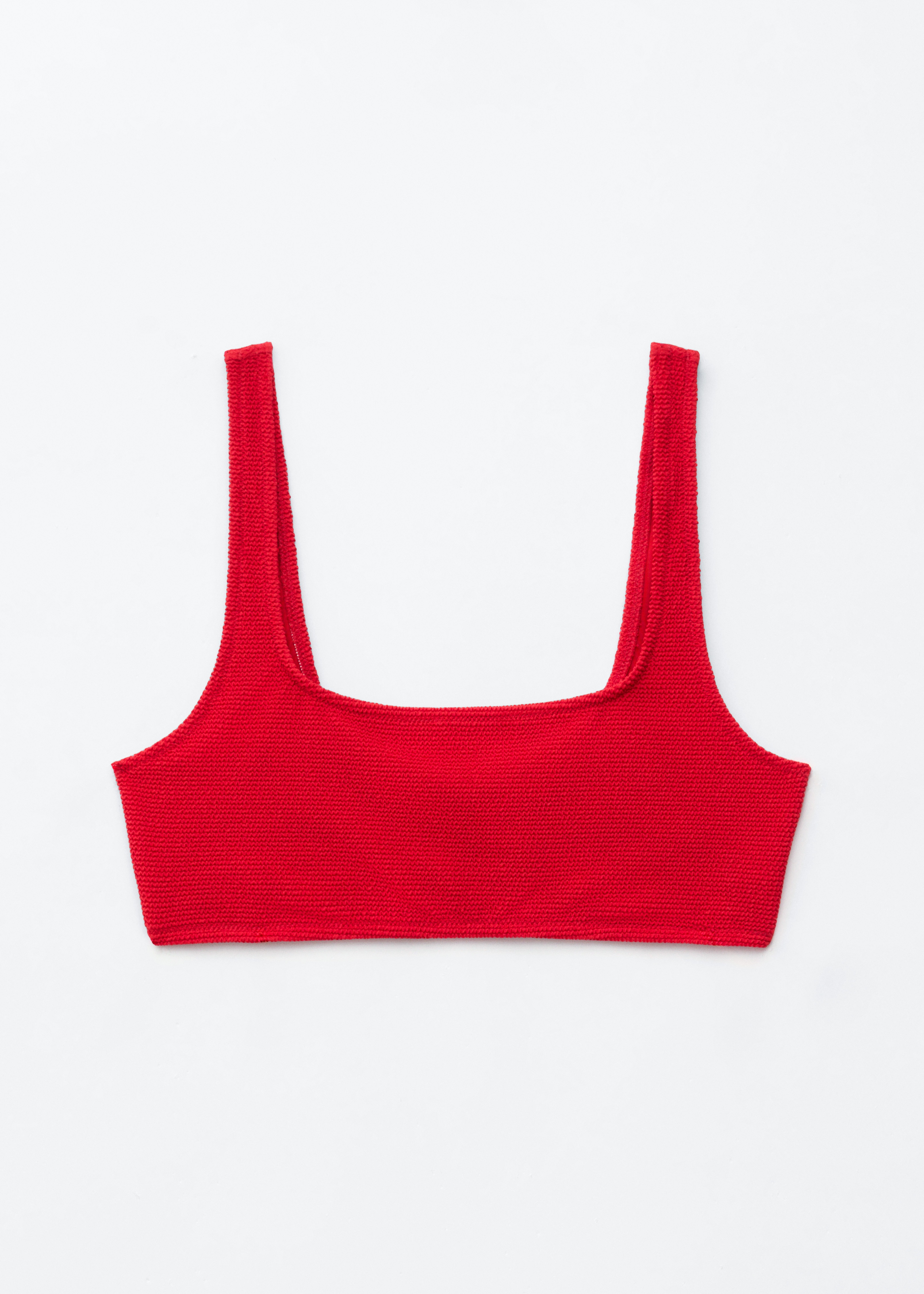 Strukturiertes Bikinioberteil - Rot/Khaki/Dunkelbraun