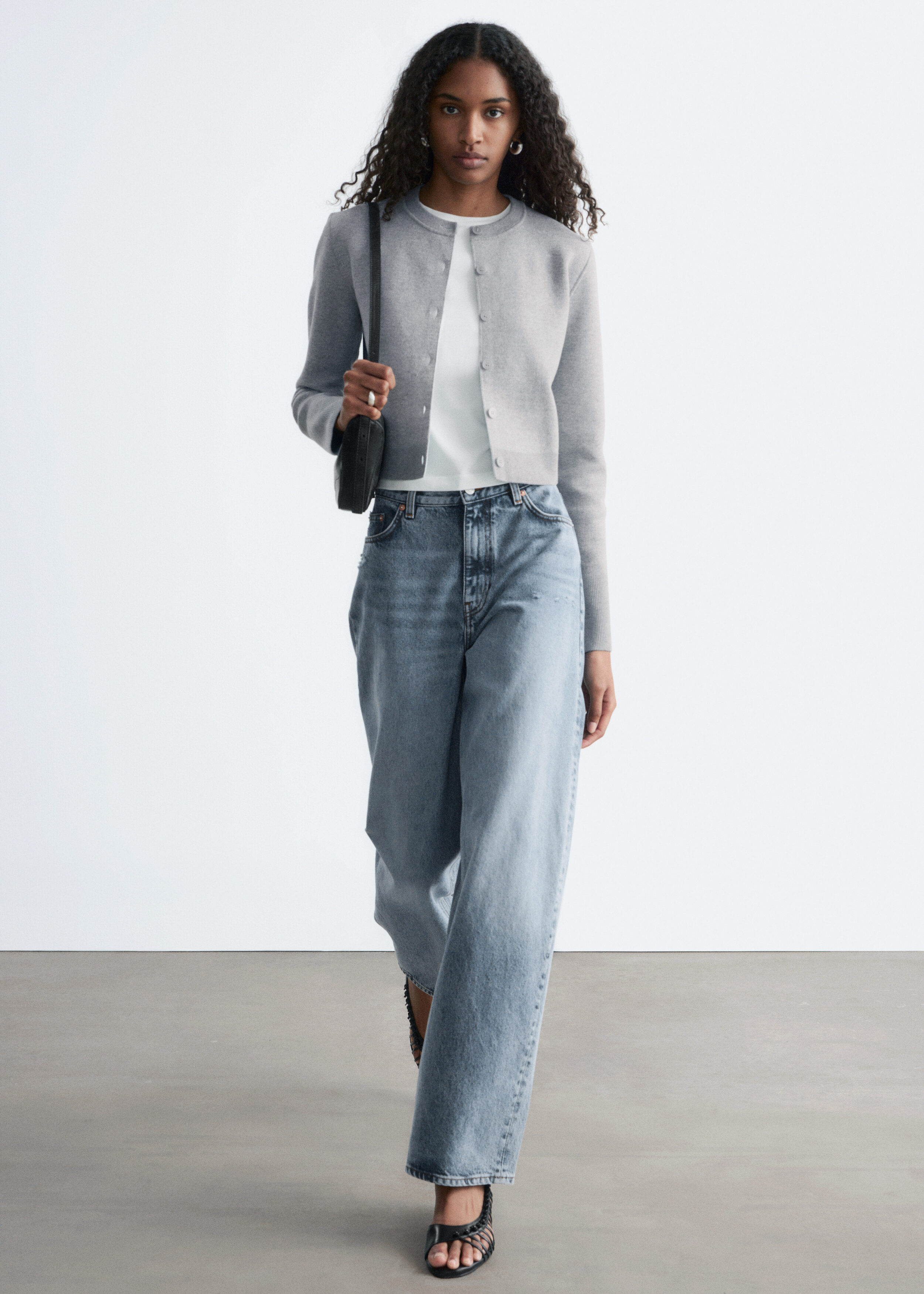 Cropped Reversible Cardigan - Grey/Turquoise - & Other Stories US