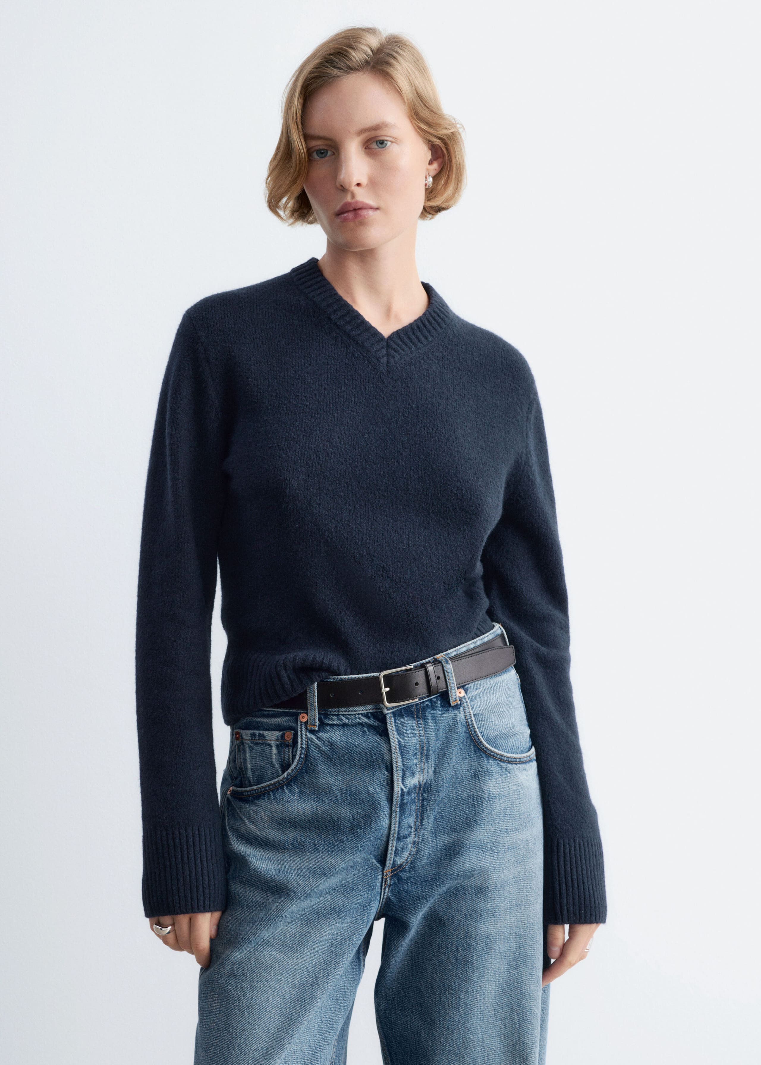 V-Neck Jumper - Dark Blue - Still Life