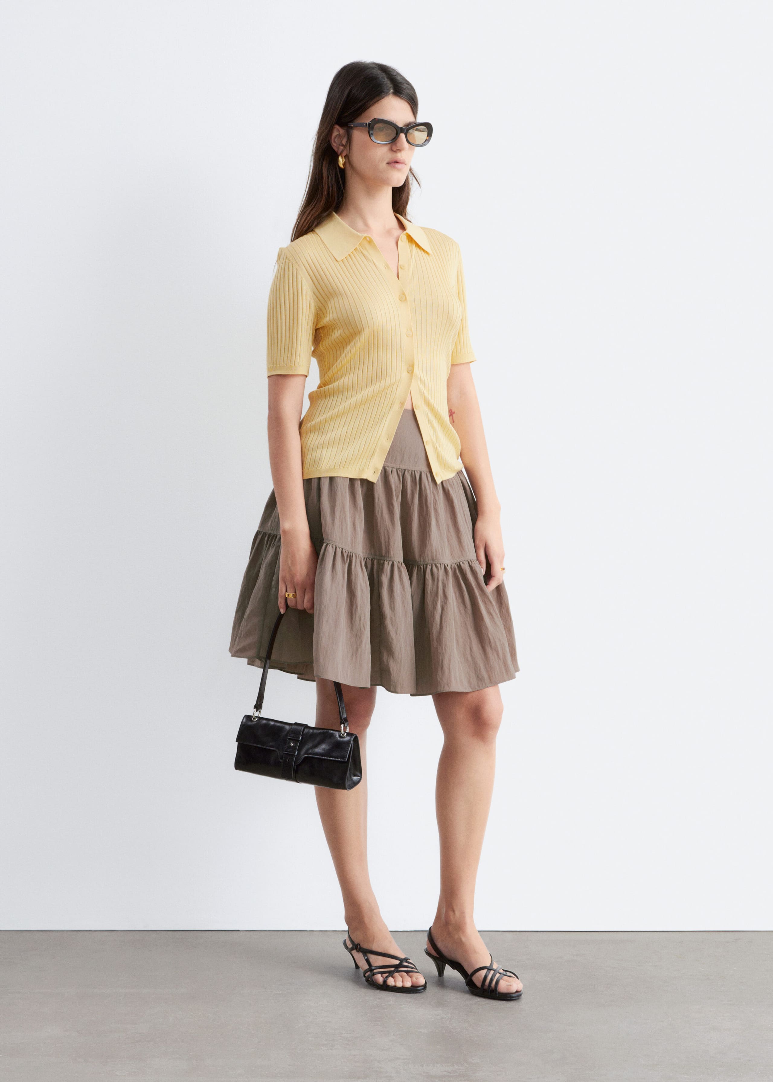 Image of Tiered Knee-Length Skirt