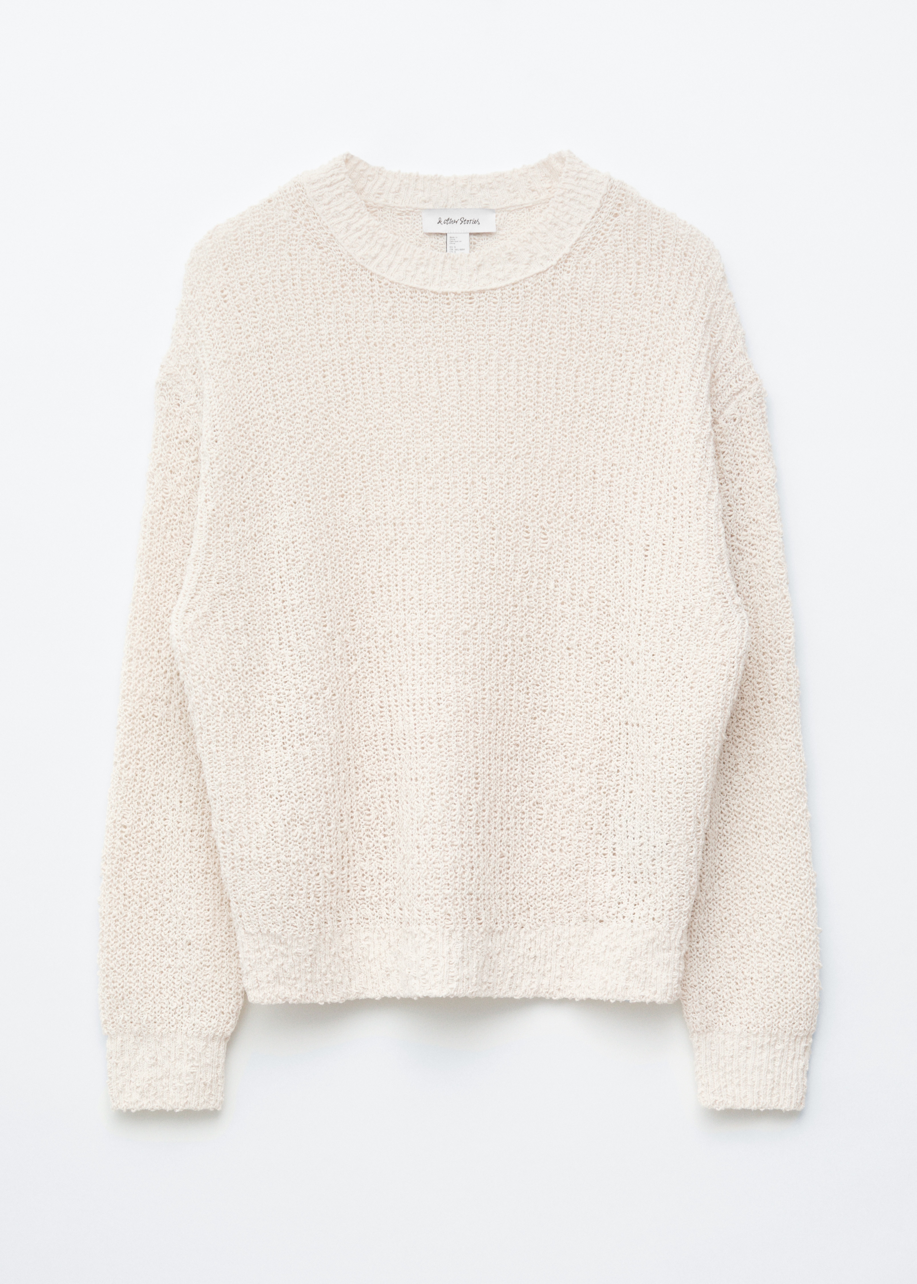 Maglione in seta e cotone - Bianco sporco/Azzurro