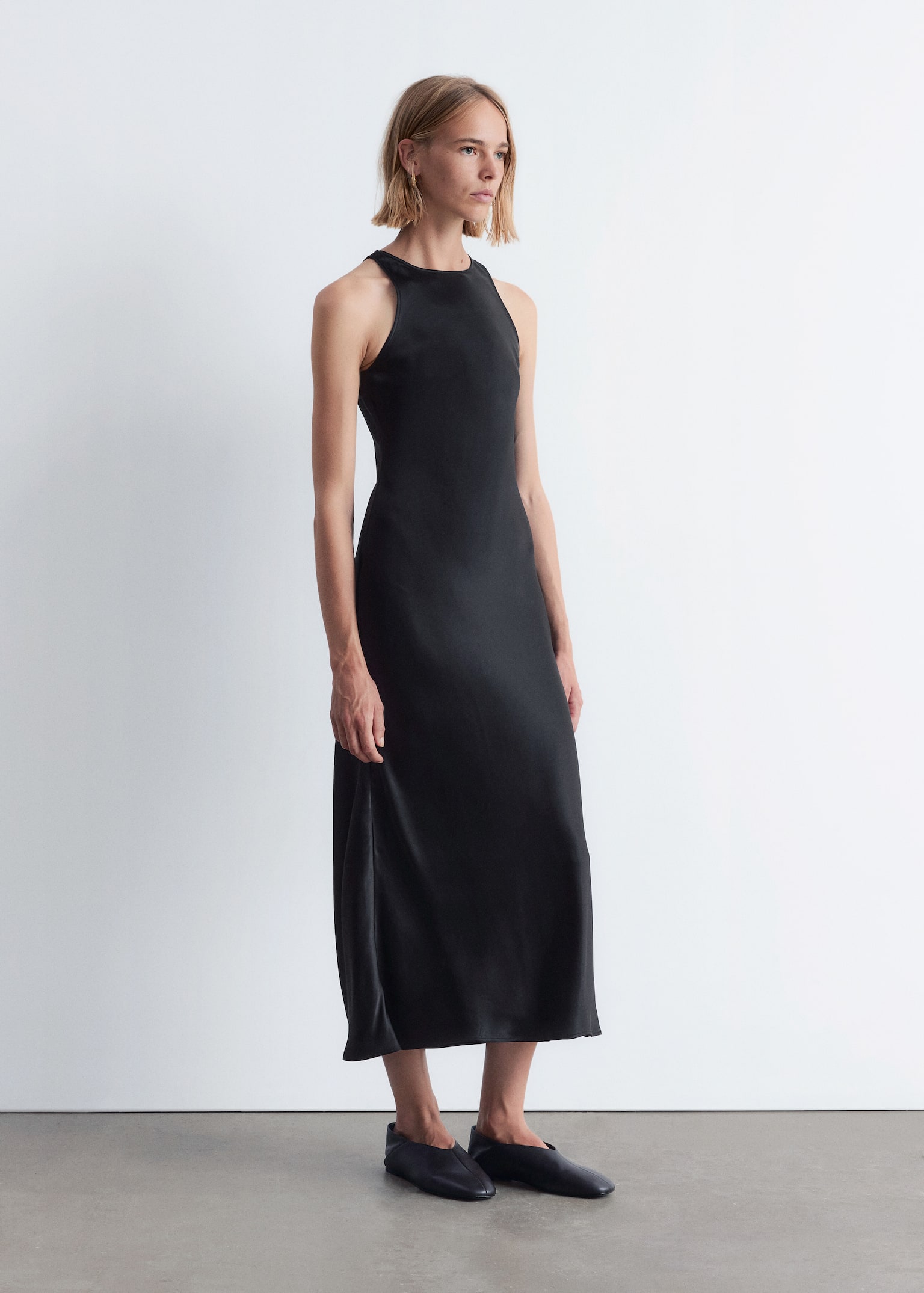 Mouwloze satijnen midi-jurk - Zwart/Roze/Medium blauw/Donkerbruin/Donkerroze - 3