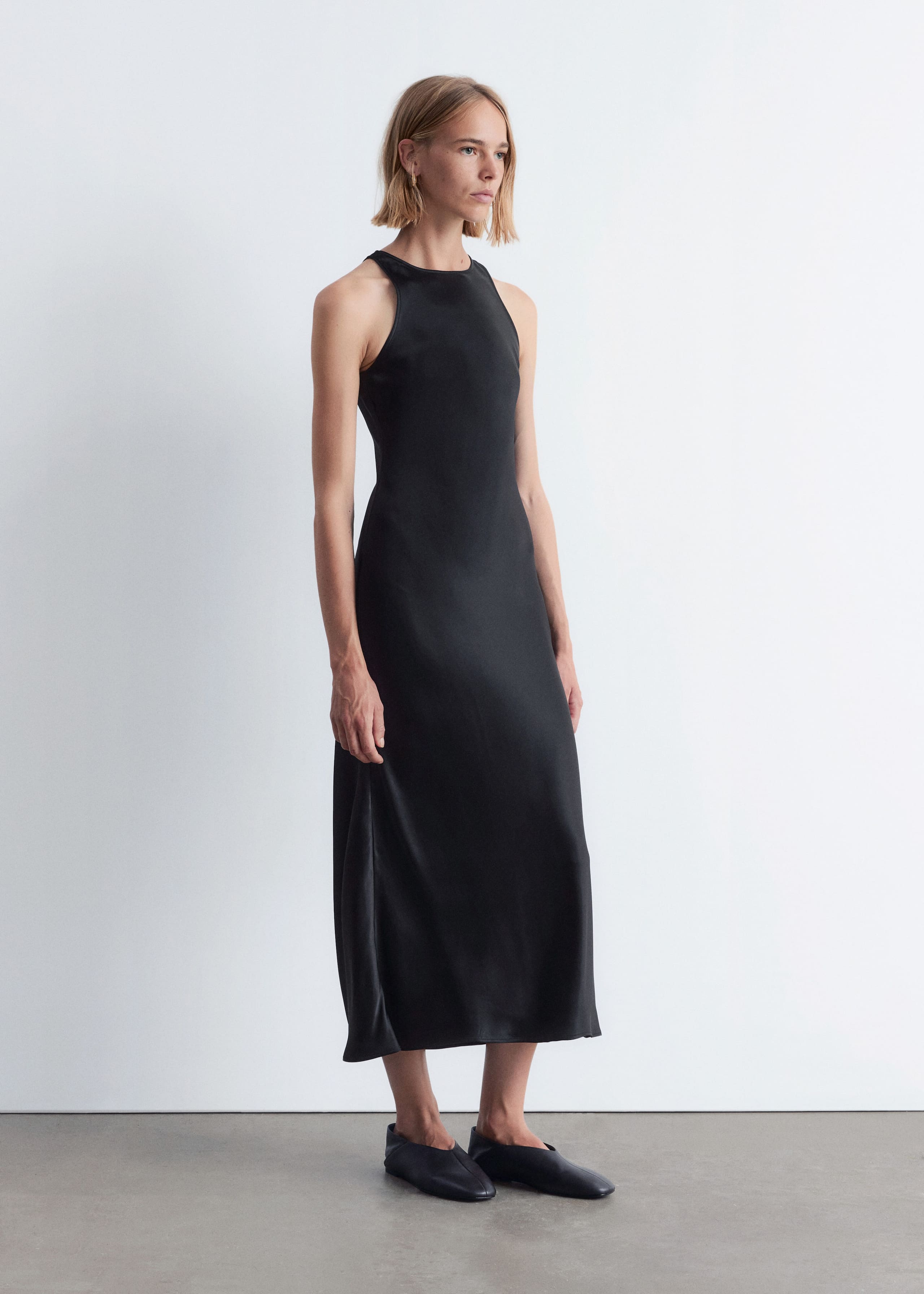 Image of Sleeveless Satin Midi Dress