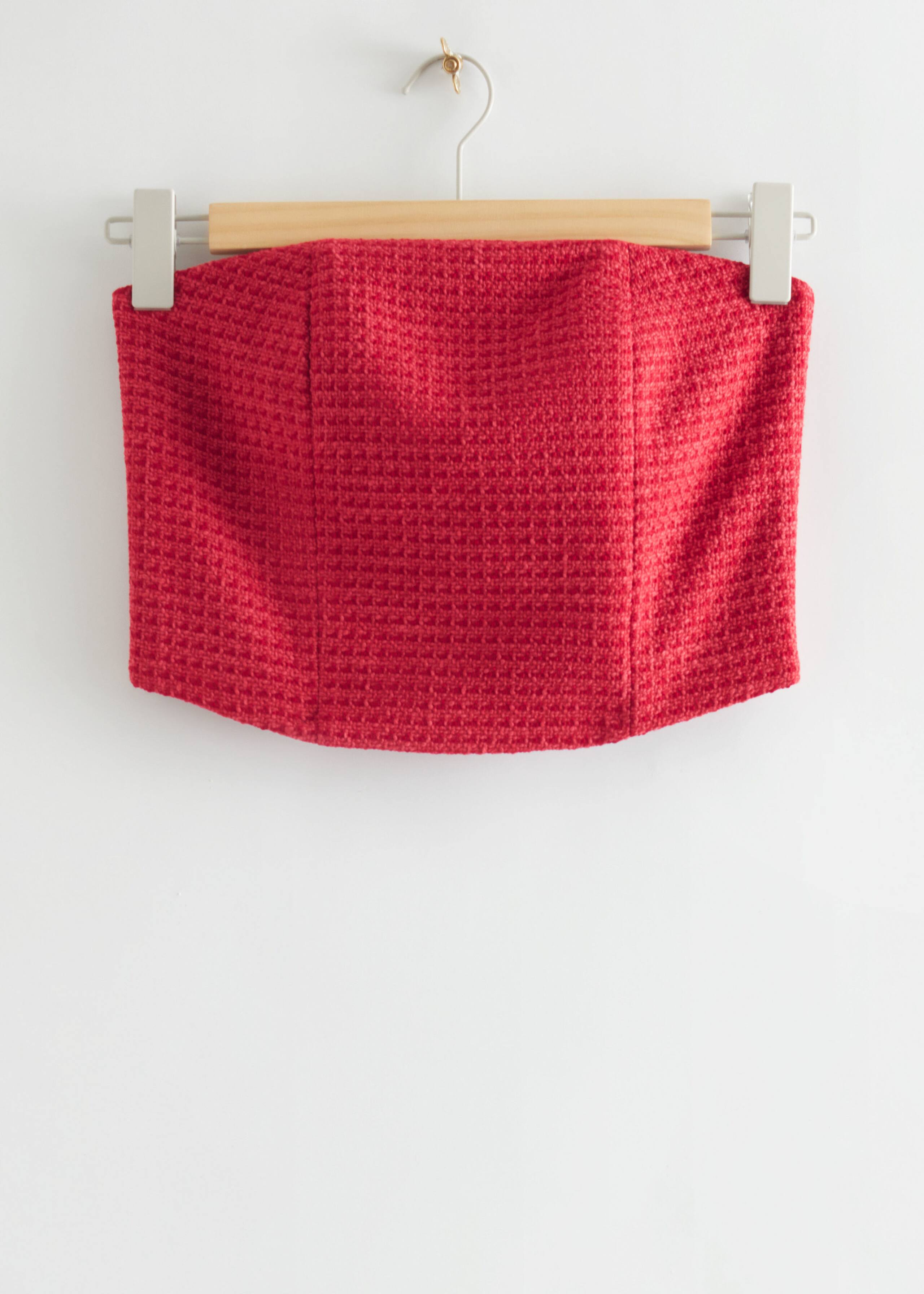 Tweed Bustier Cropped Top - Tweed Red - Still Life