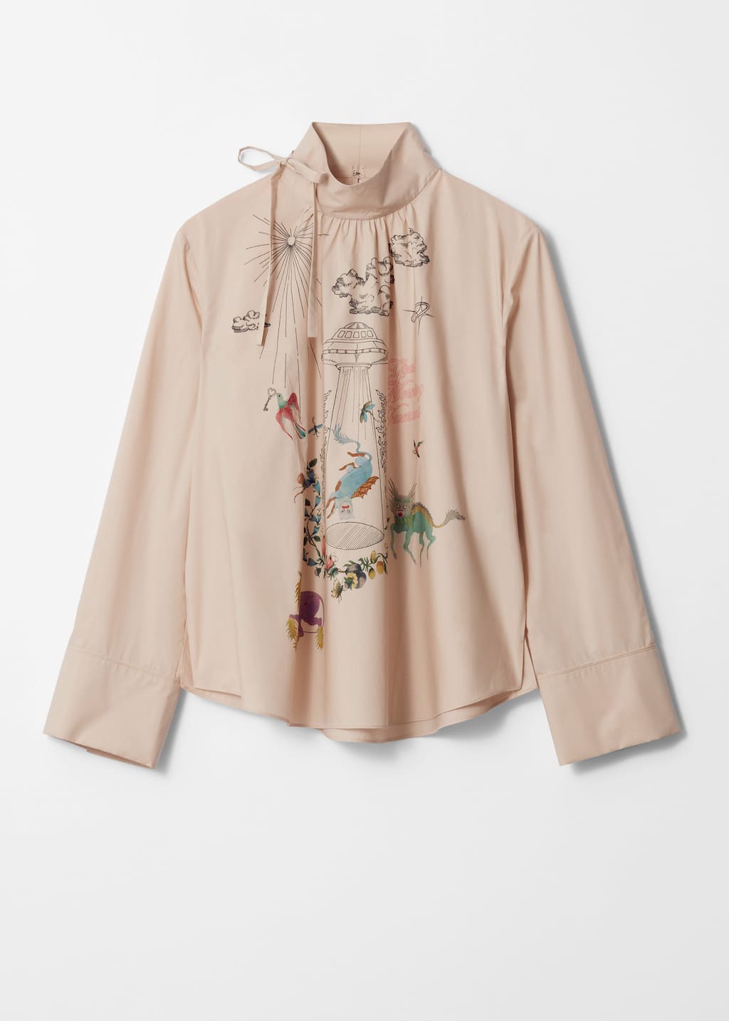 Printed Bow-Detailed Blouse - Beige - Still Life