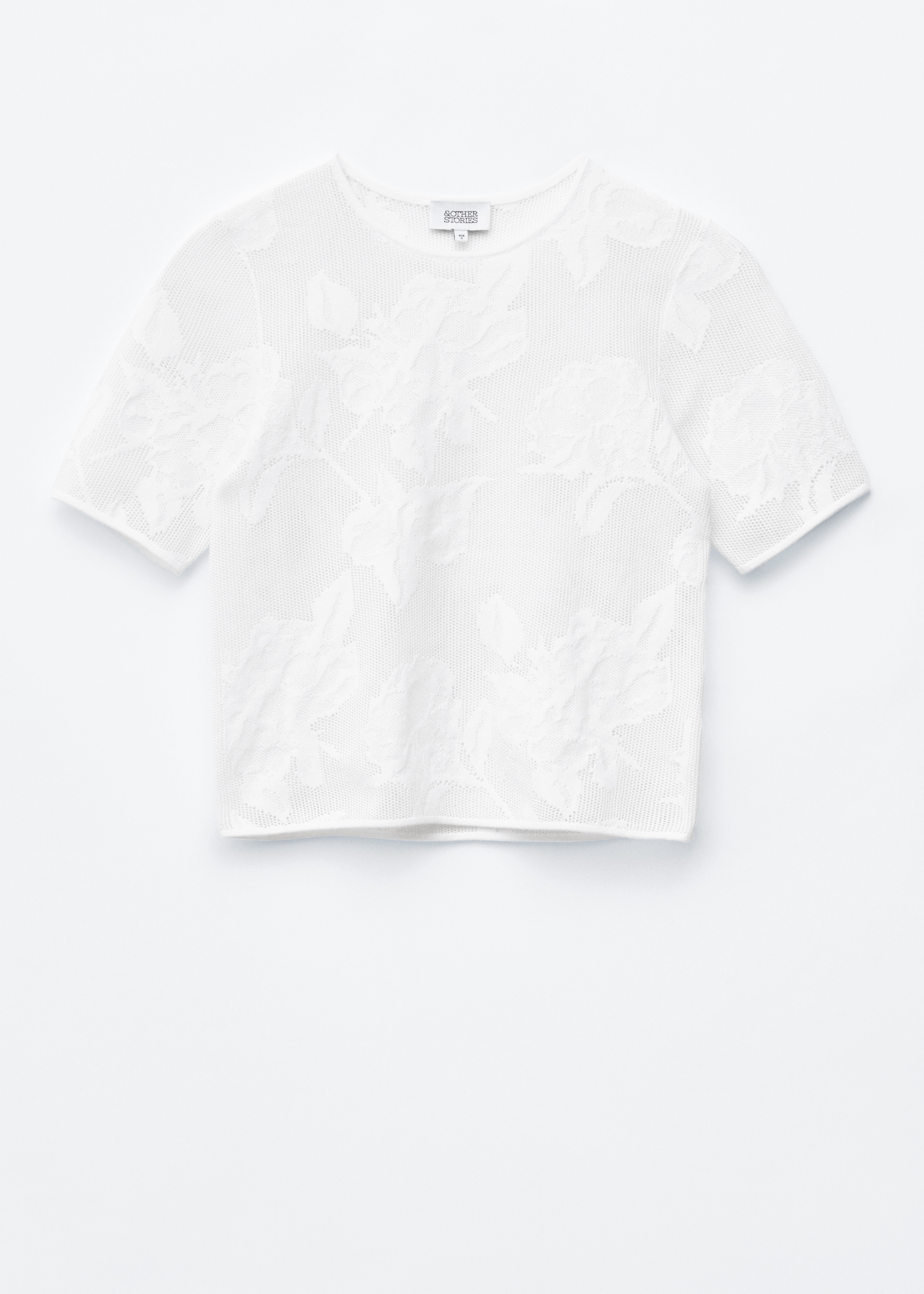 Cotton Pointelle Jacquard Top - White