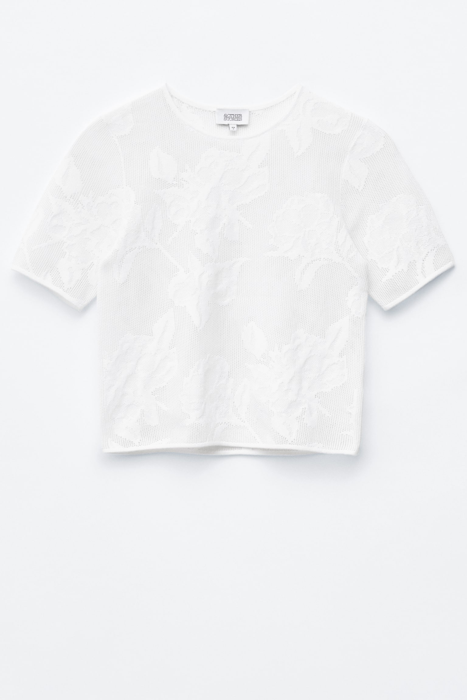 Top de algodão jacquard malha ajour - Branco - 1