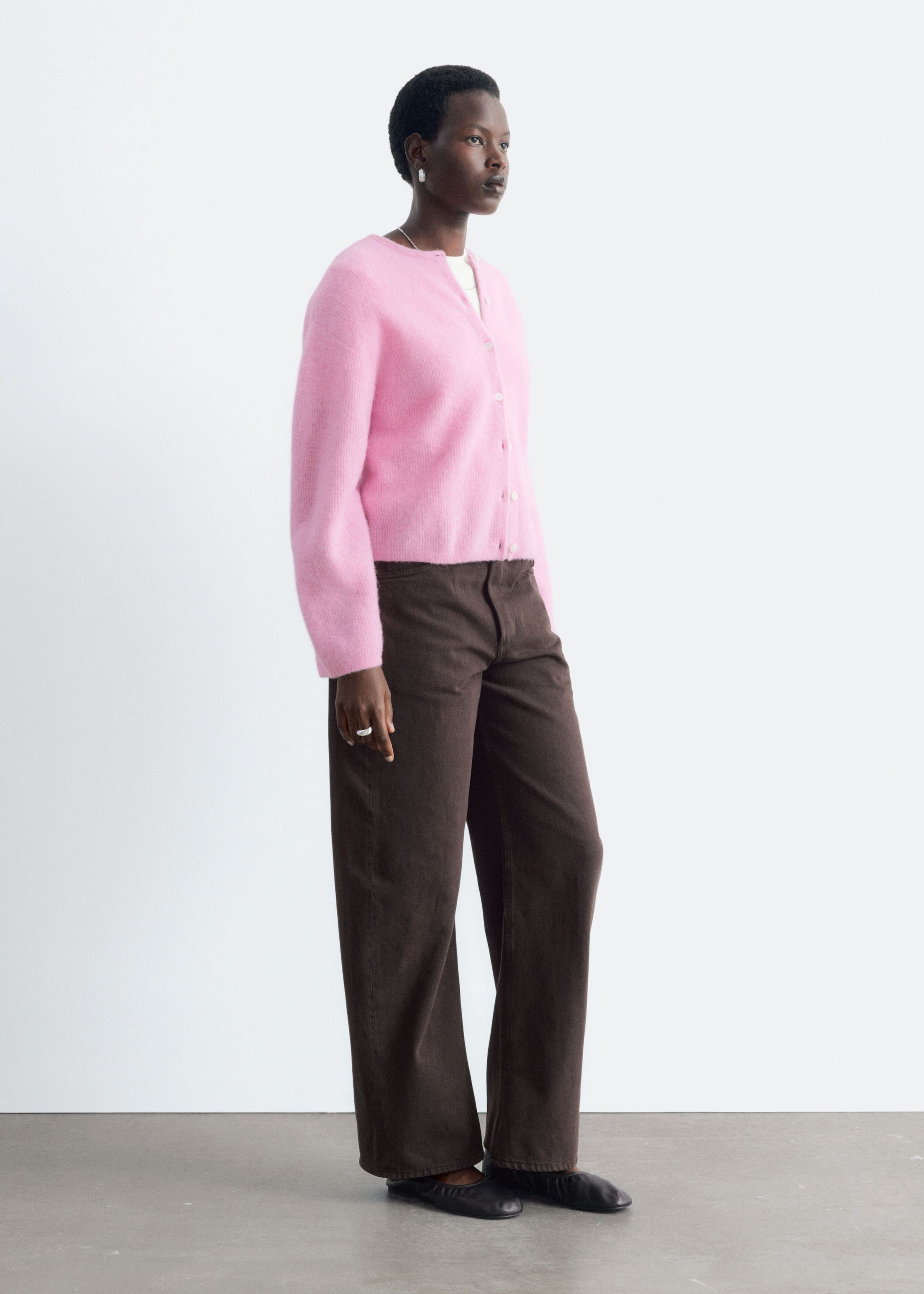 Stickad cardigan i alpackablandning – Vit – lookbook