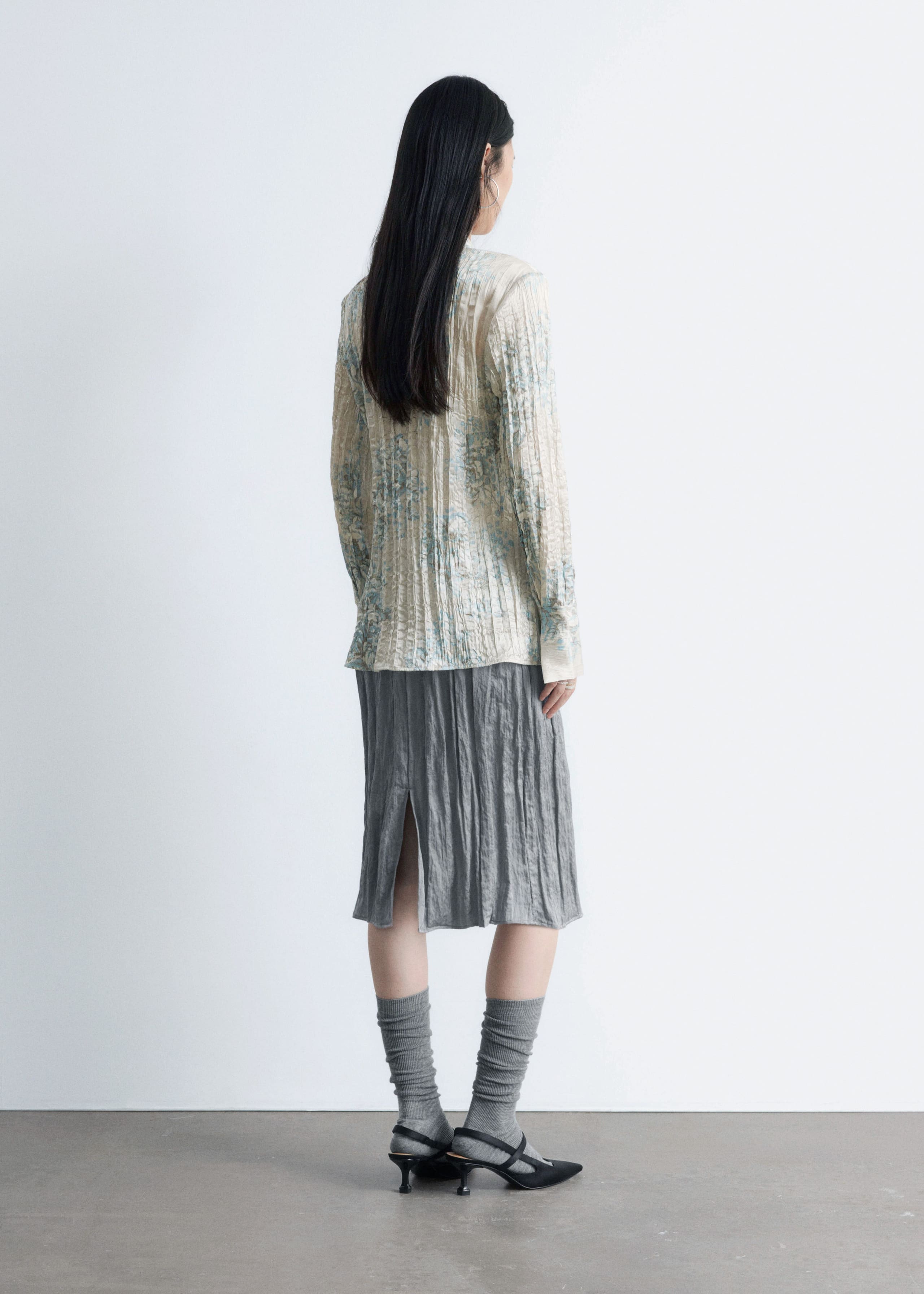 Image of Tie-Belt Crêpe Shirt