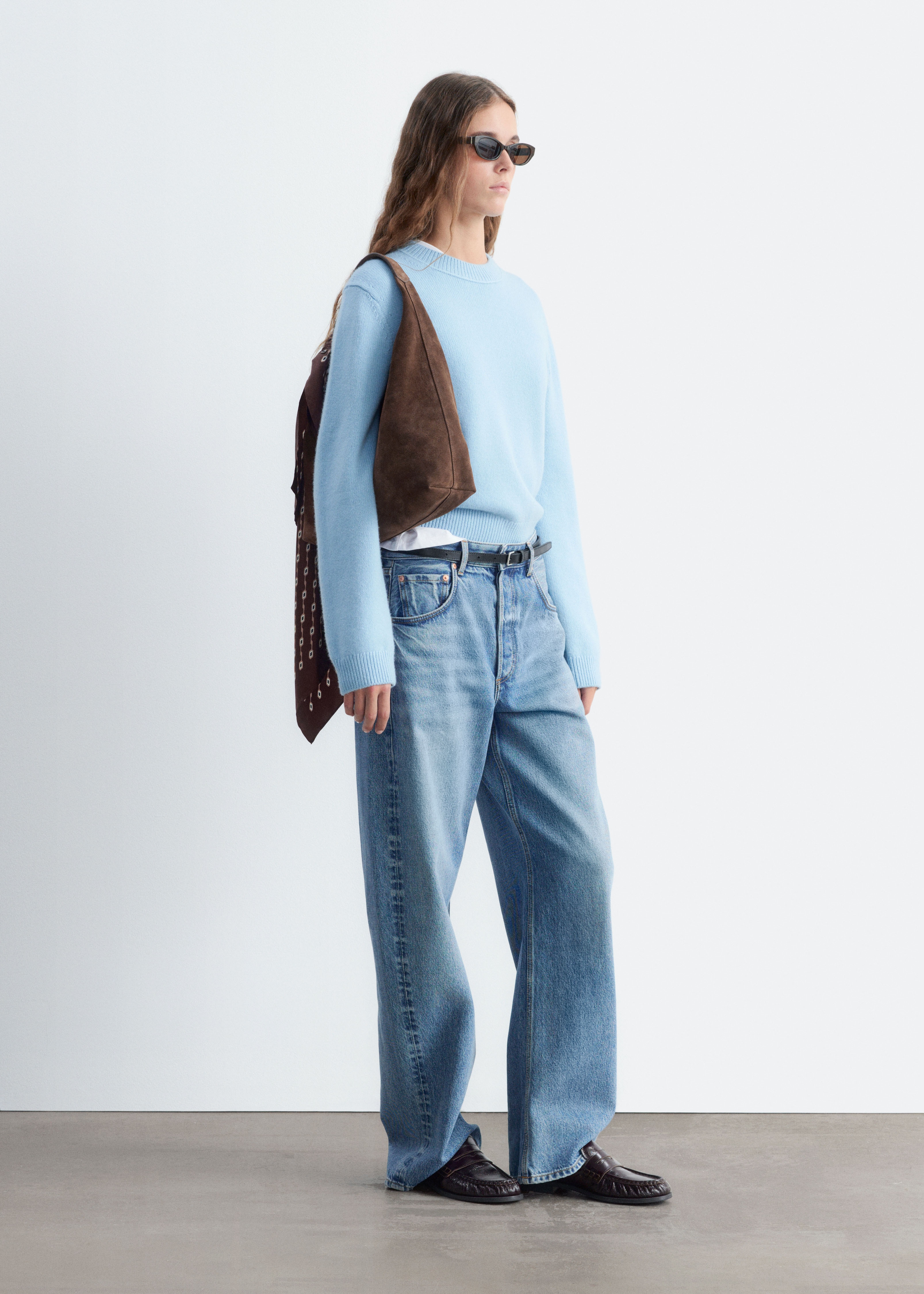 Genser i cashmere-blanding - Lyseblå/Mørkeblå/Mørk mole/Rød