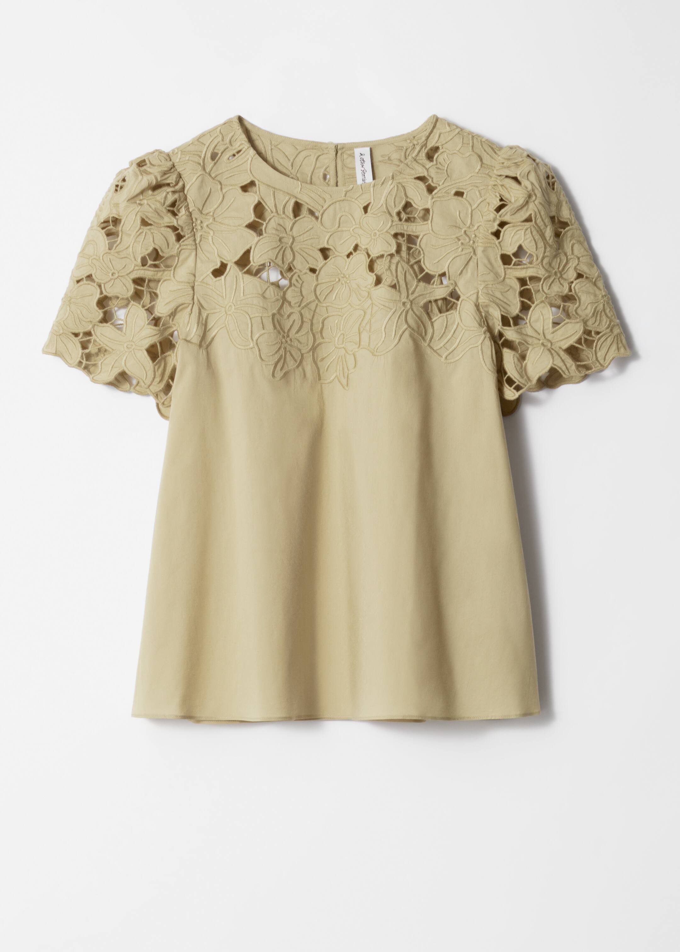 Visualizza immagine più grande: Blusa a maniche corte con ricamo floreale - Écru - DONNA | H&M IT 5