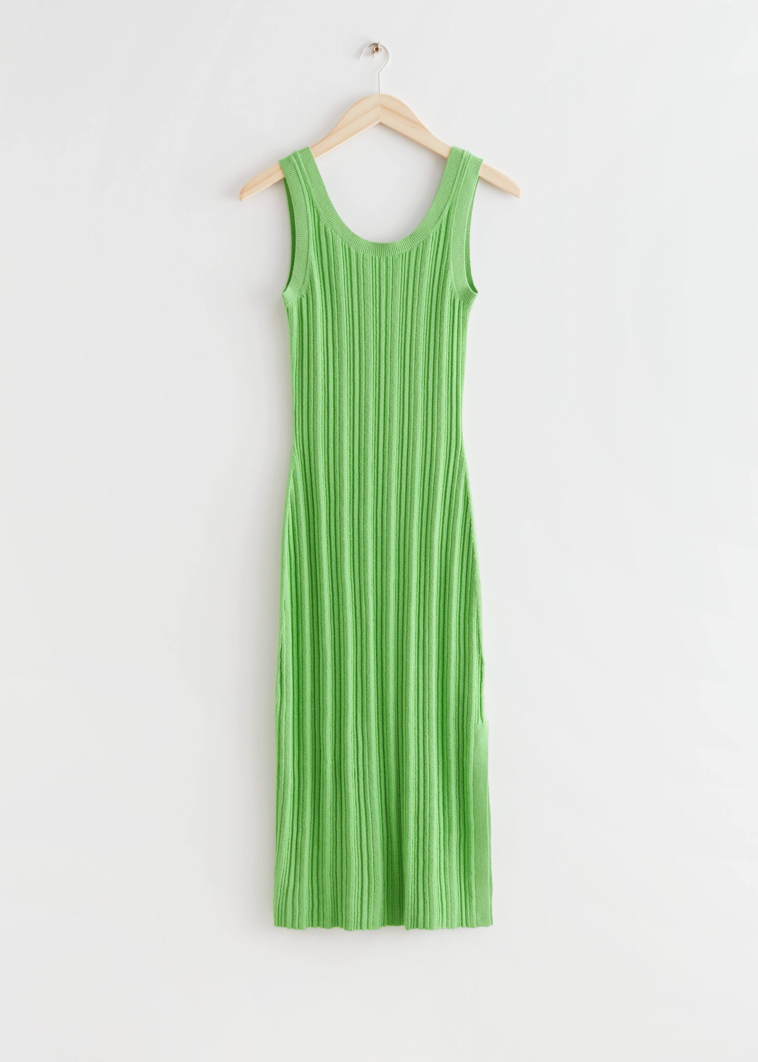 Sleeveless Rib Knit Midi Dress - Green - Natura morta