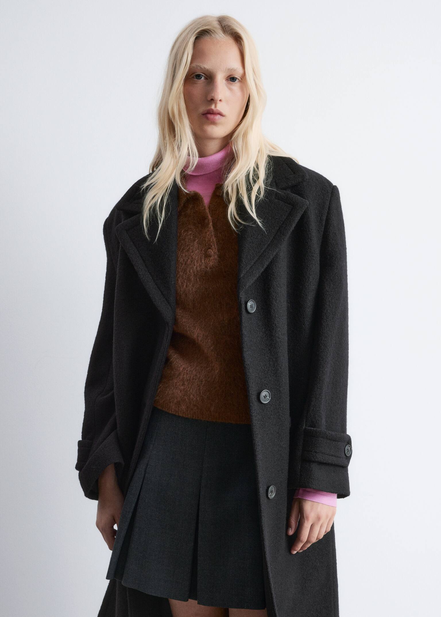 Tie-Belt Wool Coat - Black - 10