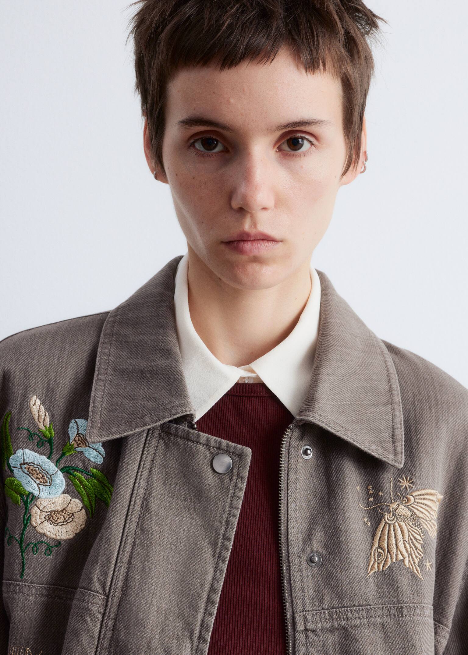 Embroidered Shirt Jacket - Mole/Embroidery - 7