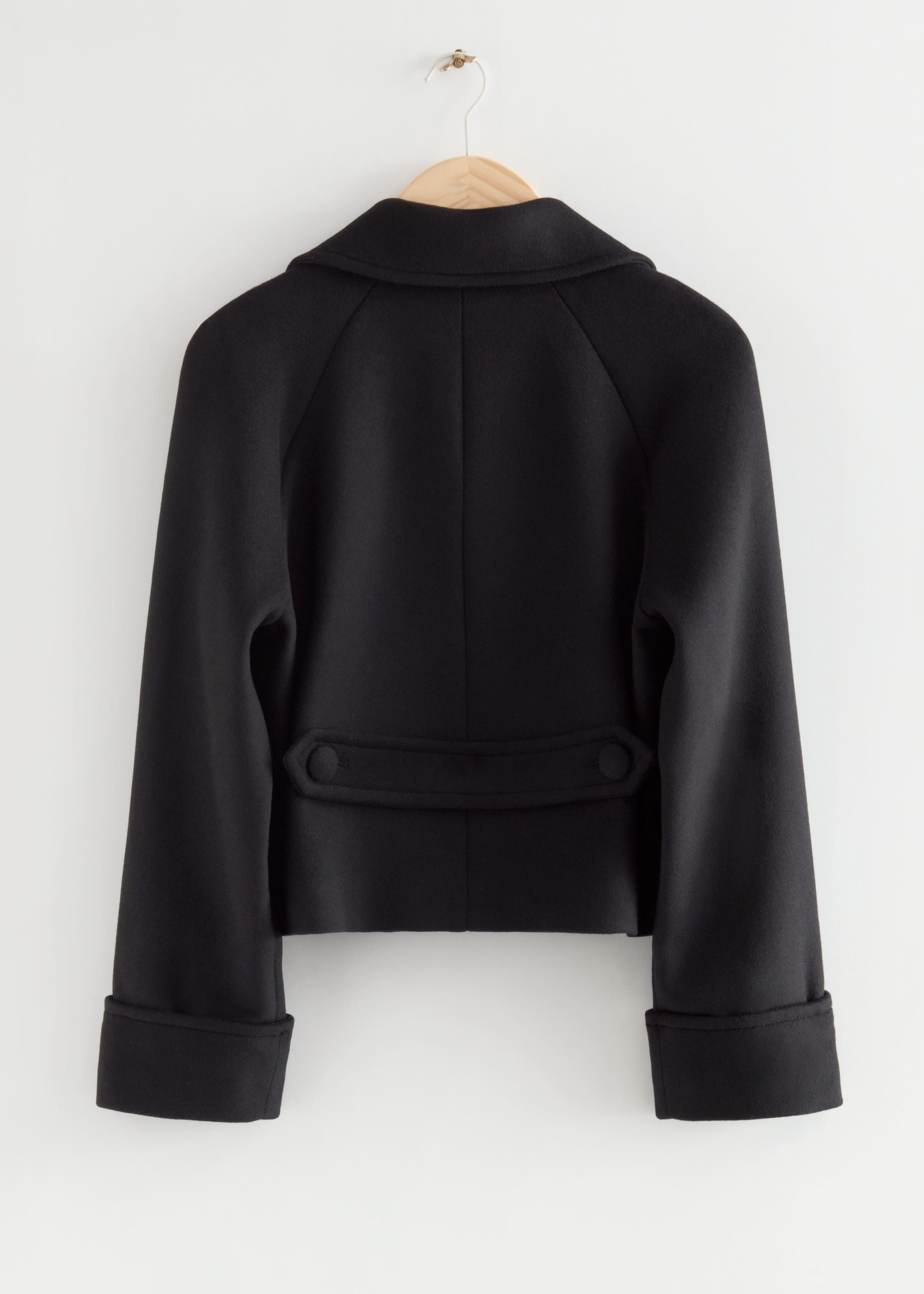 Cropped Pea Coat - Black - Still Life