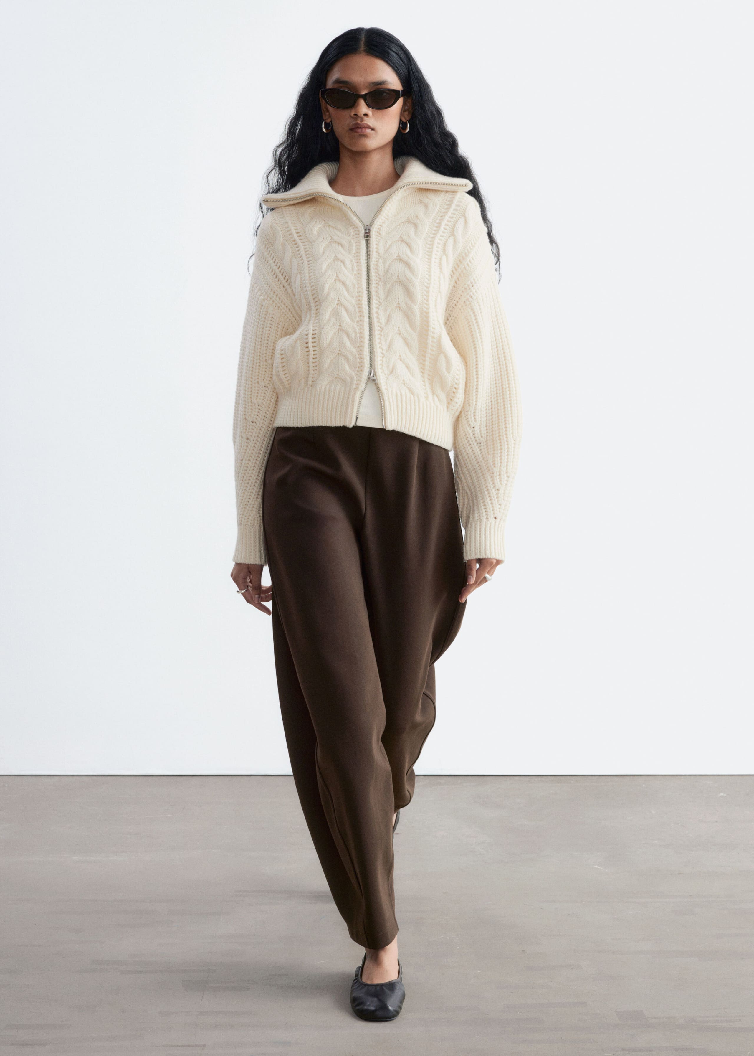 Scuba Jersey Trousers - Dark Brown - Lookbook