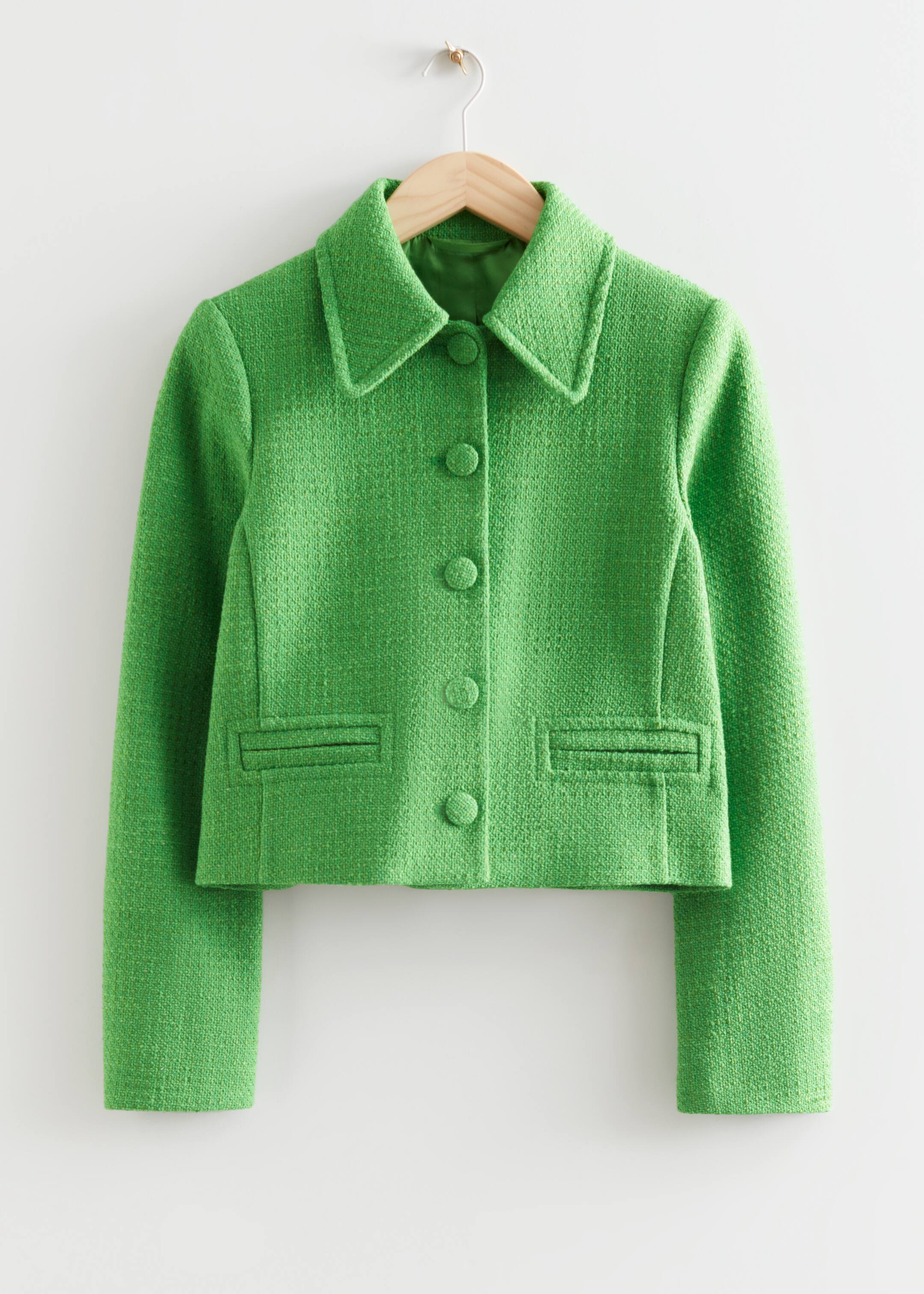 View larger image: Buttoned Tweed Jacket - Bright Green - Ladies | H&M GB 1