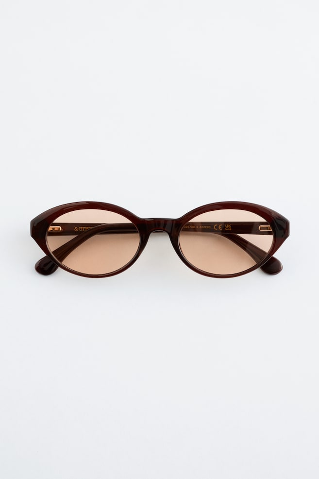 Lunettes de soleil à monture ovale - Marron Clair/Noir - 1