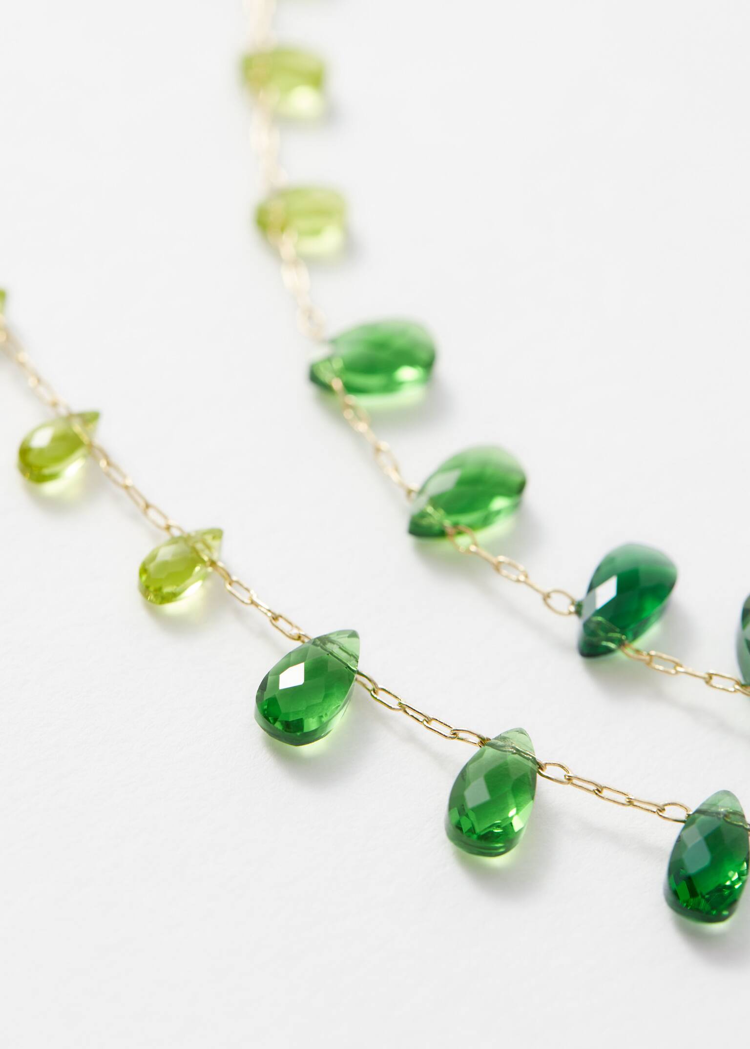 Ketting met kristalsteentjes - Goud/groen - 2