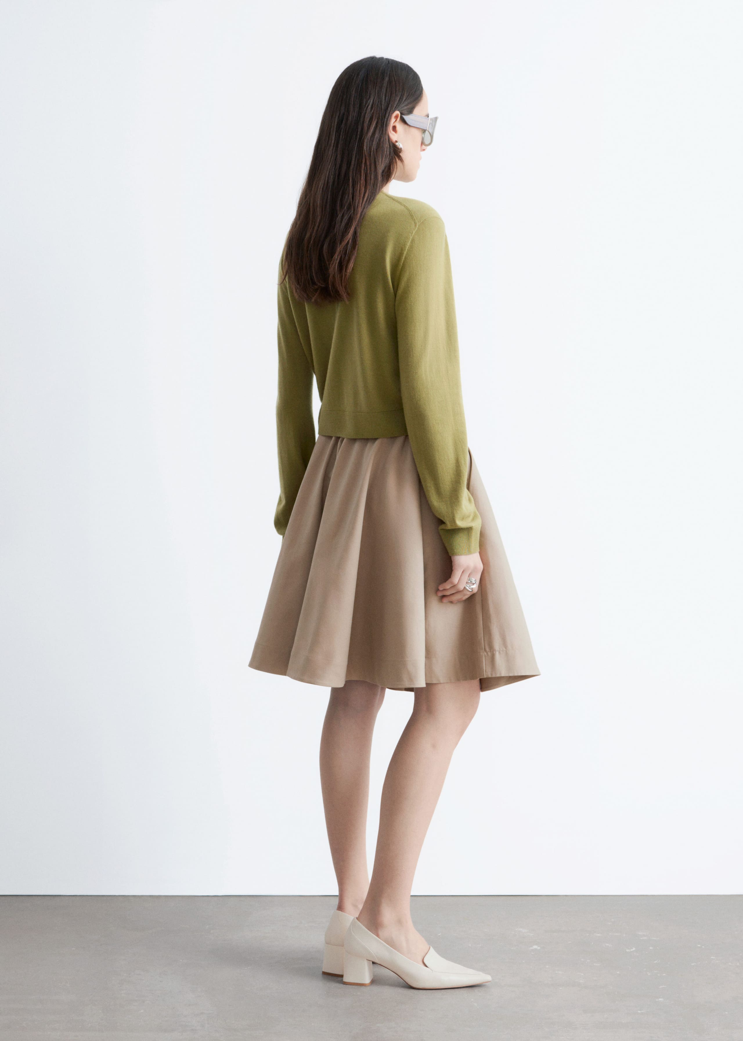 Cropped Cashmere Cardigan - Bright Red - Lookbook