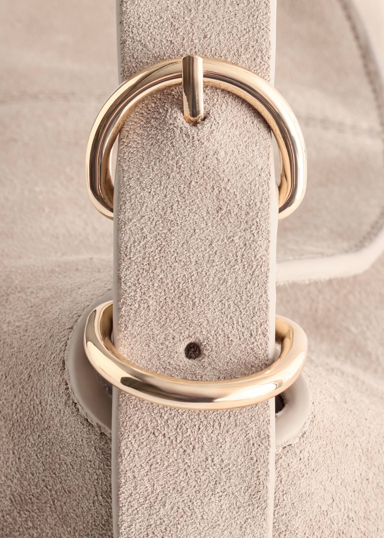 Stor skuldertaske i læder - Beige ruskind/Sort - 5