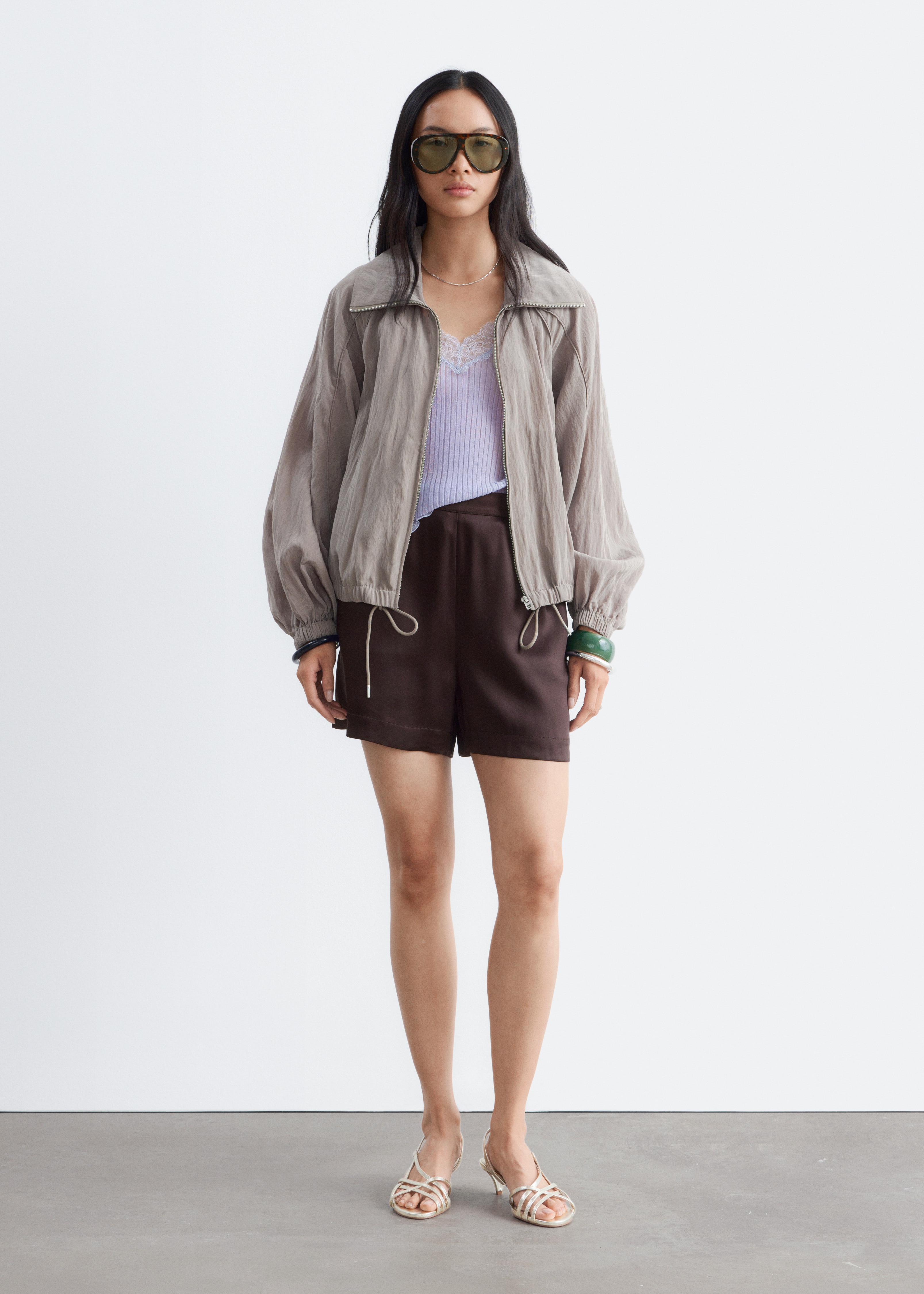 Sateng Pull-On Shorts - Mørk brun/Lys grønn/Mørk rosa