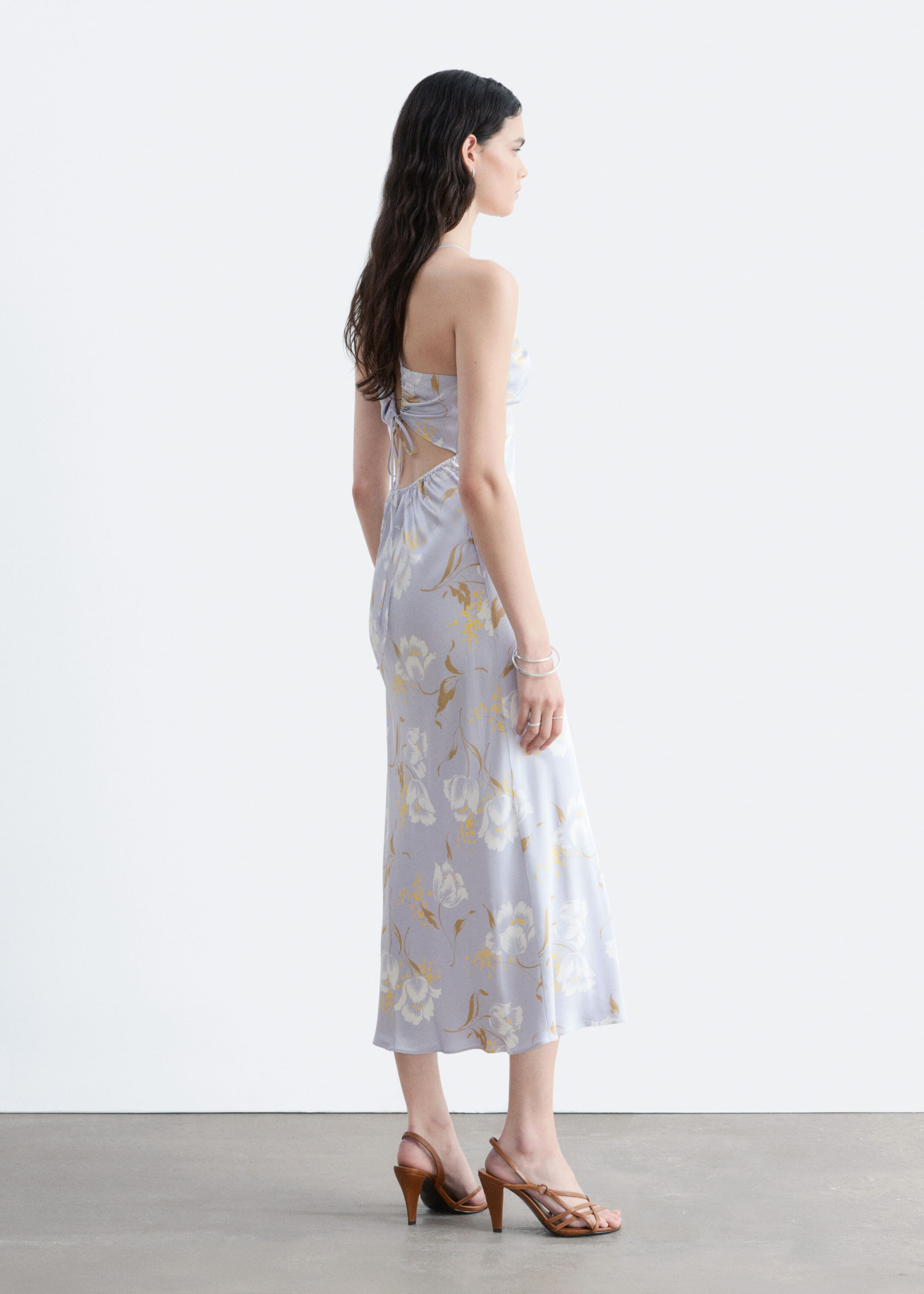 Satin Slip Midi Dress - Light Blue/Floral - Still Life