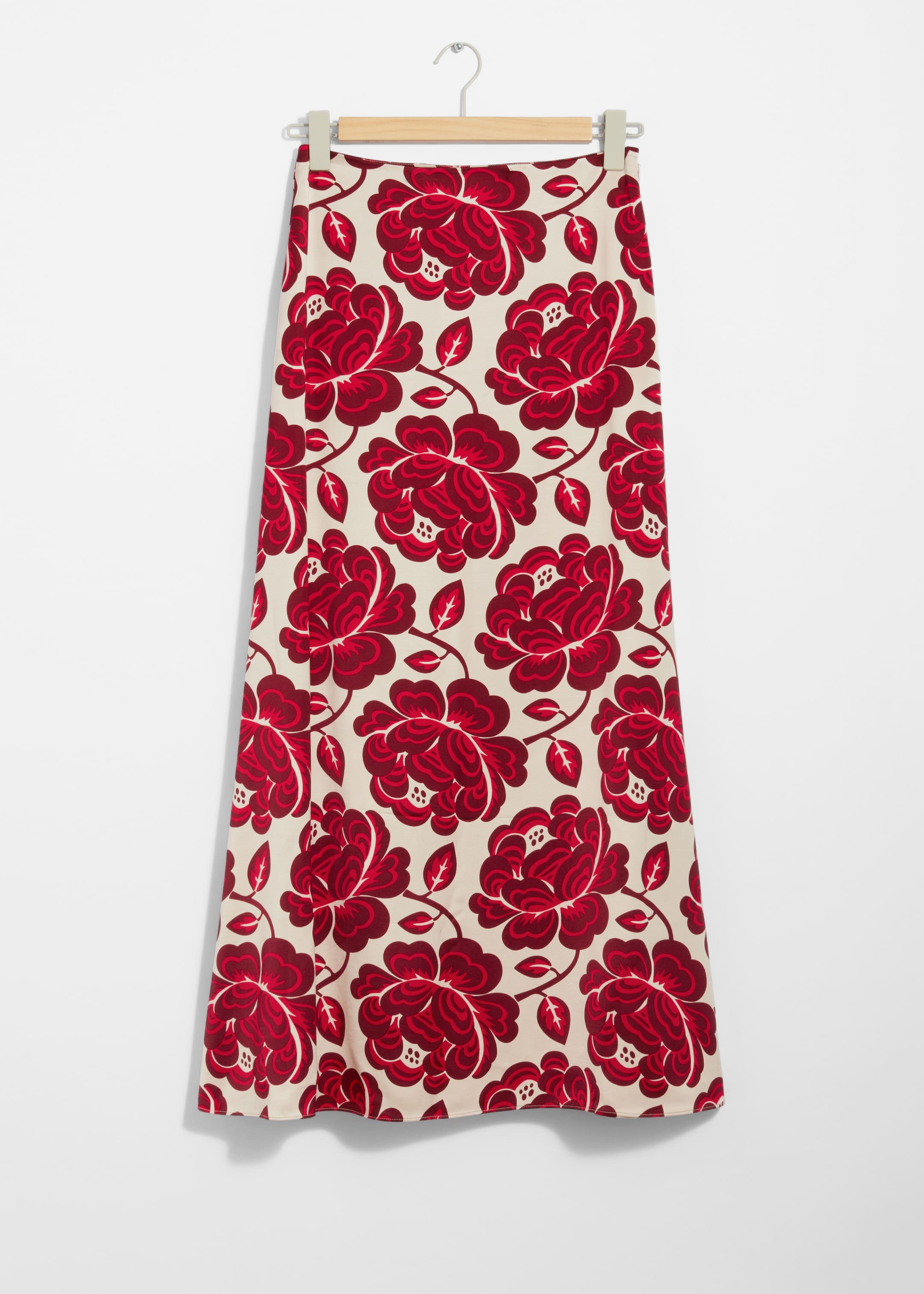 View larger image: Satin Maxi Skirt - Red Florals - Ladies | H&M GB 1