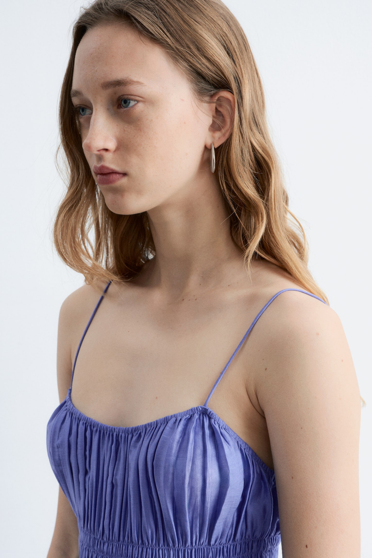 Abito midi con ruche - Blu - 7