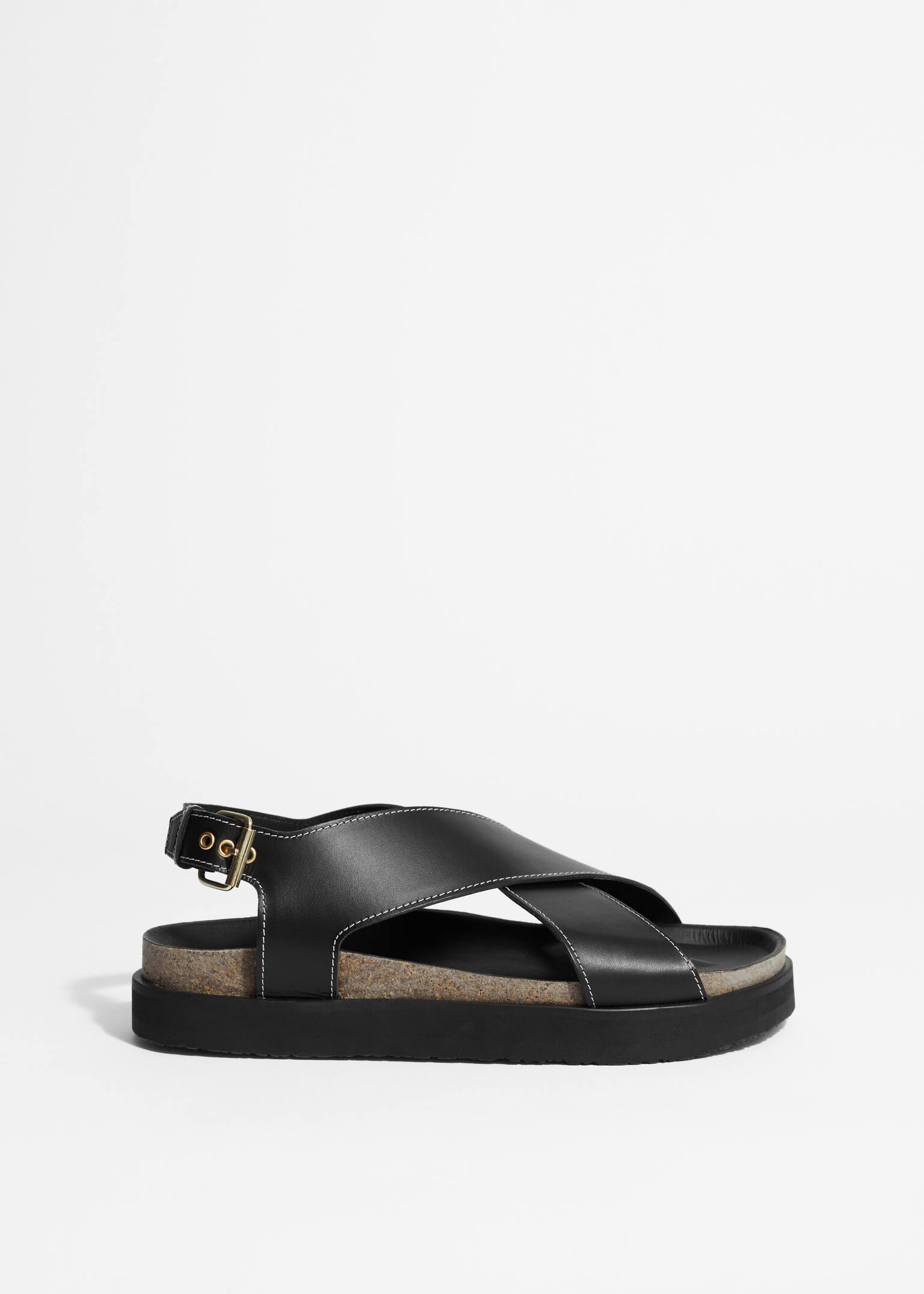 Criss-Cross Leather Sandals - Black/Zwart/Bruin/Koeienprint/Cognac/Black - 4