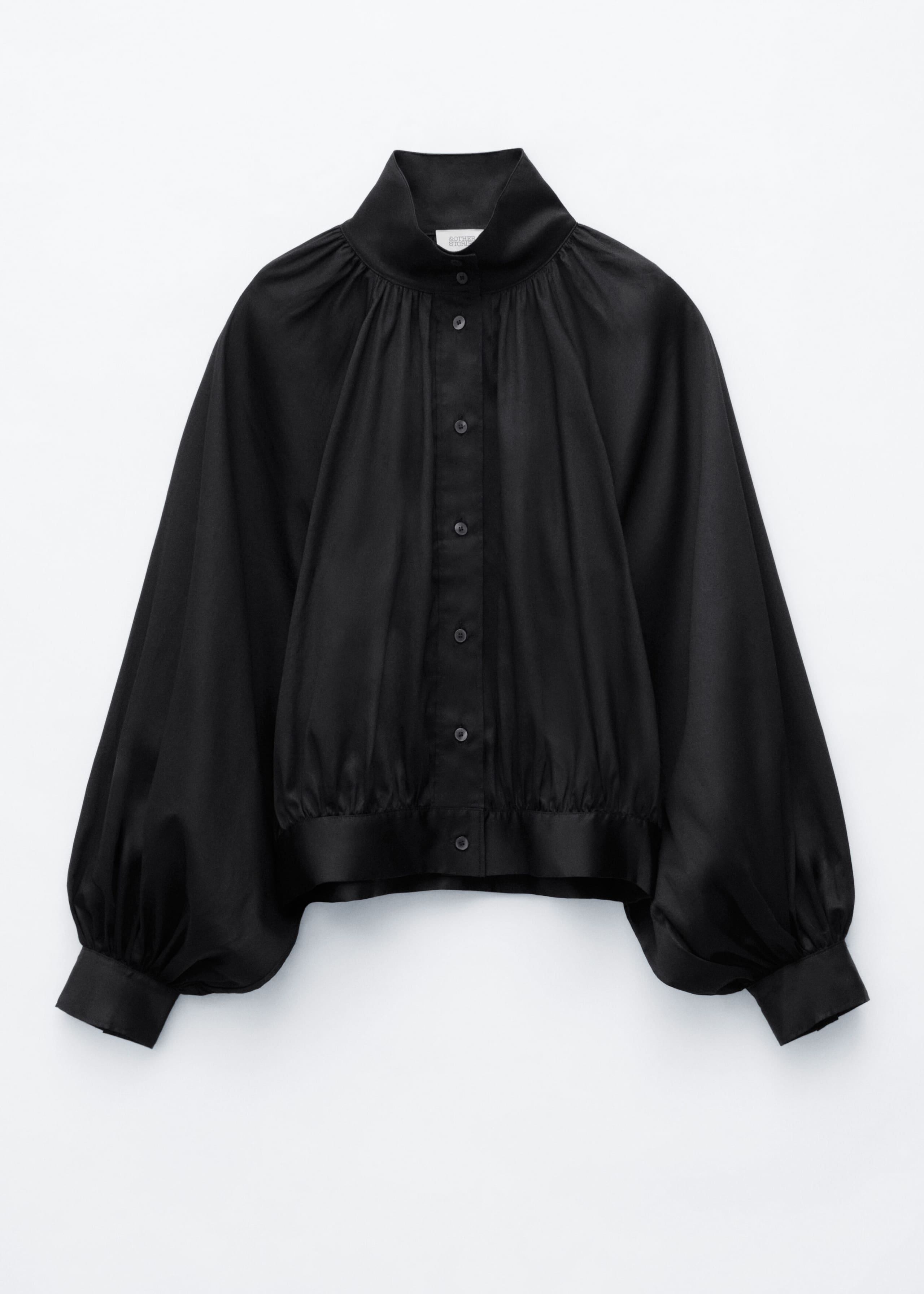 Batwing Sleeve Cotton Blouse - Black - Still Life