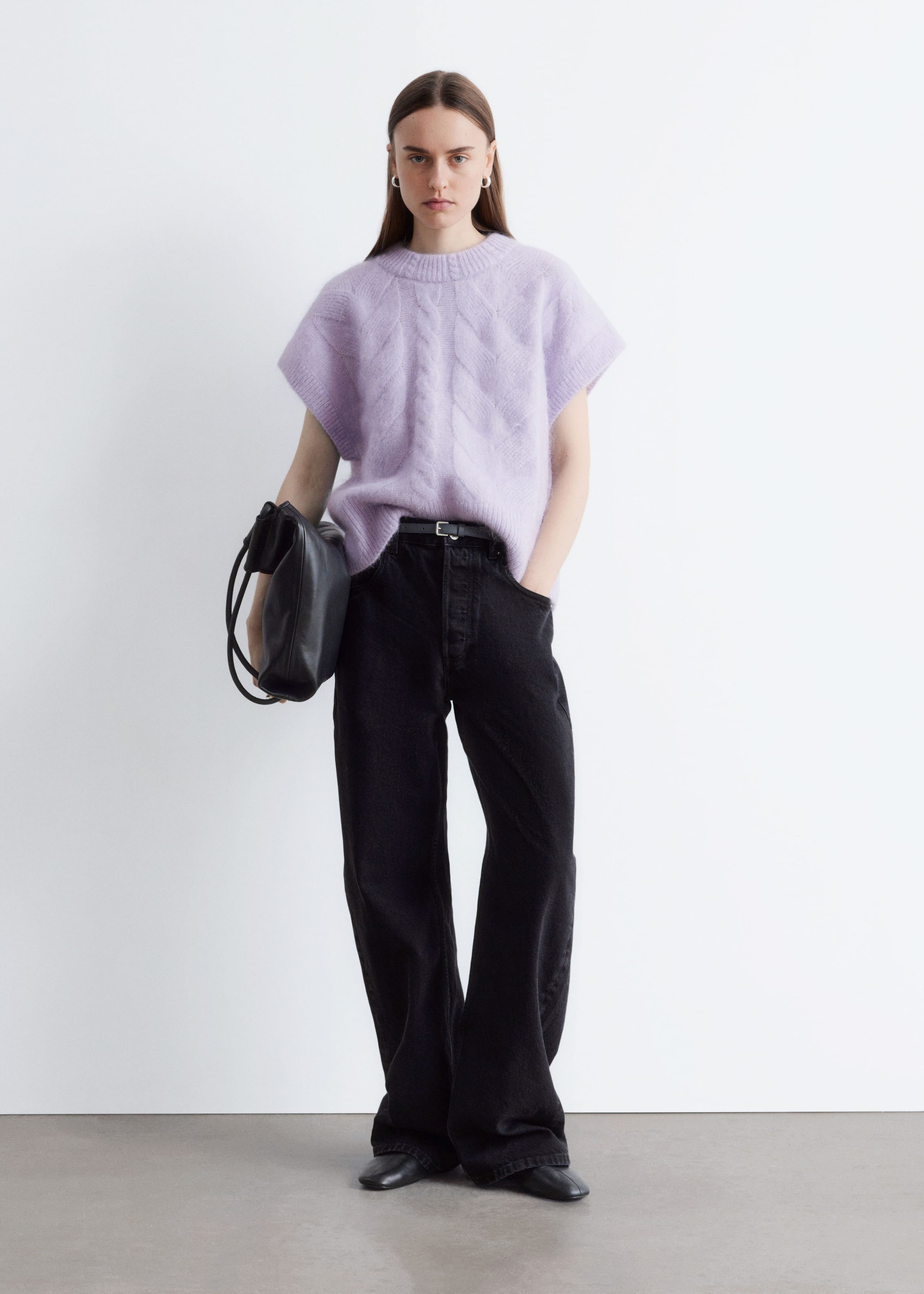 Cable-Knit Mohair-Blend Vest - Pastel Purple - Lookbook