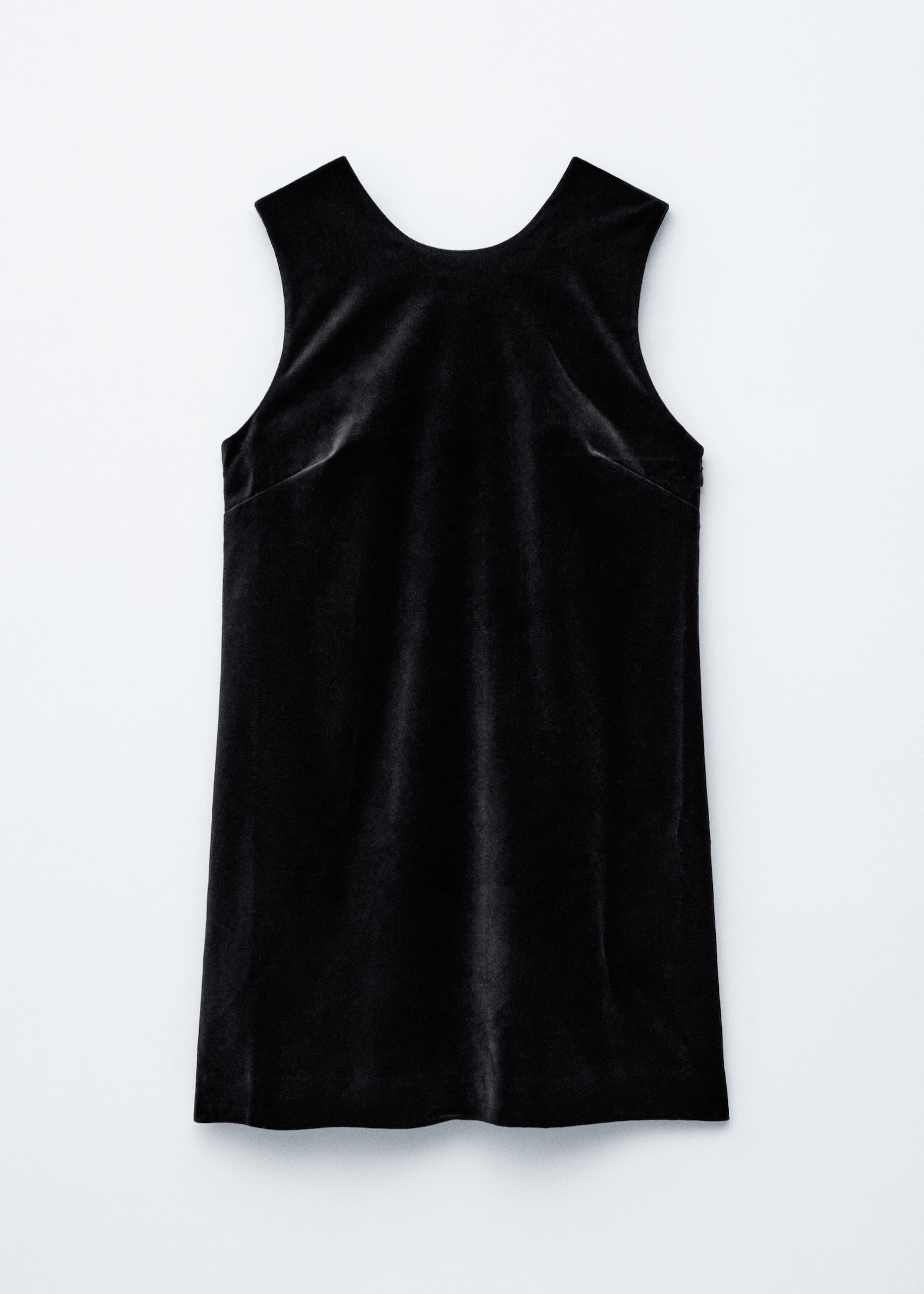Open Back Velvet Mini Dress - Black - 1