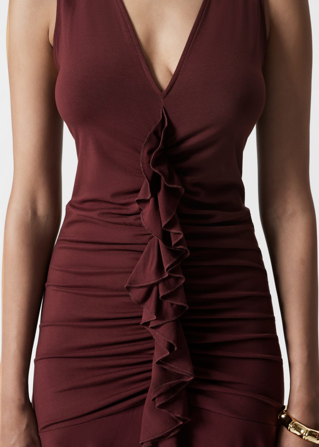Image of V-Neck Ruffle Maxi Dress