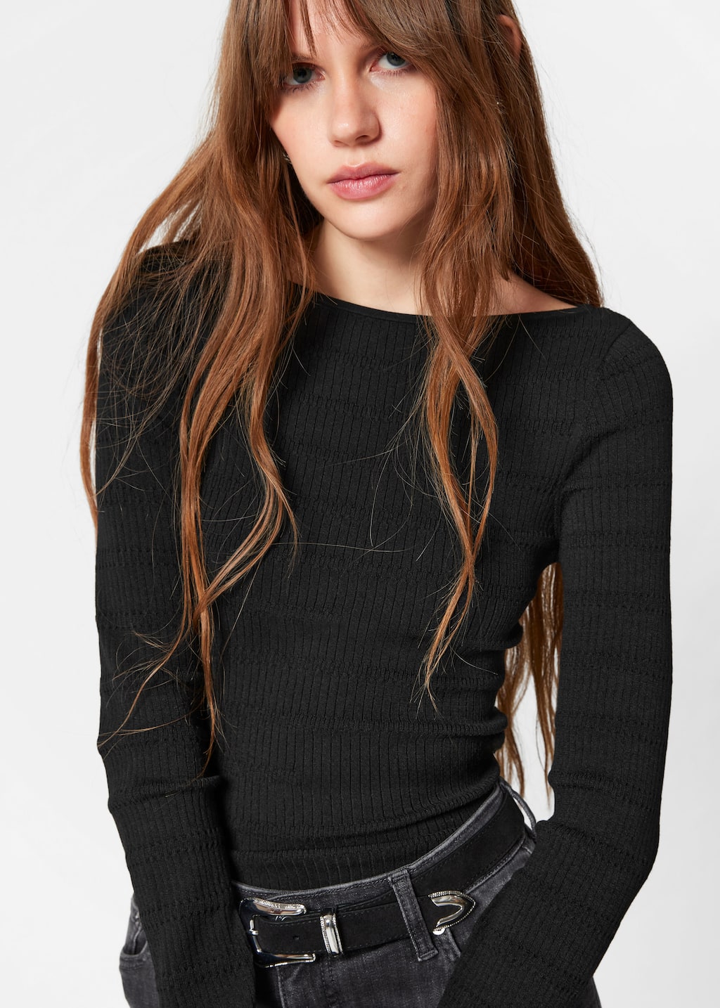 Image of Knitted Boat-Neck Top