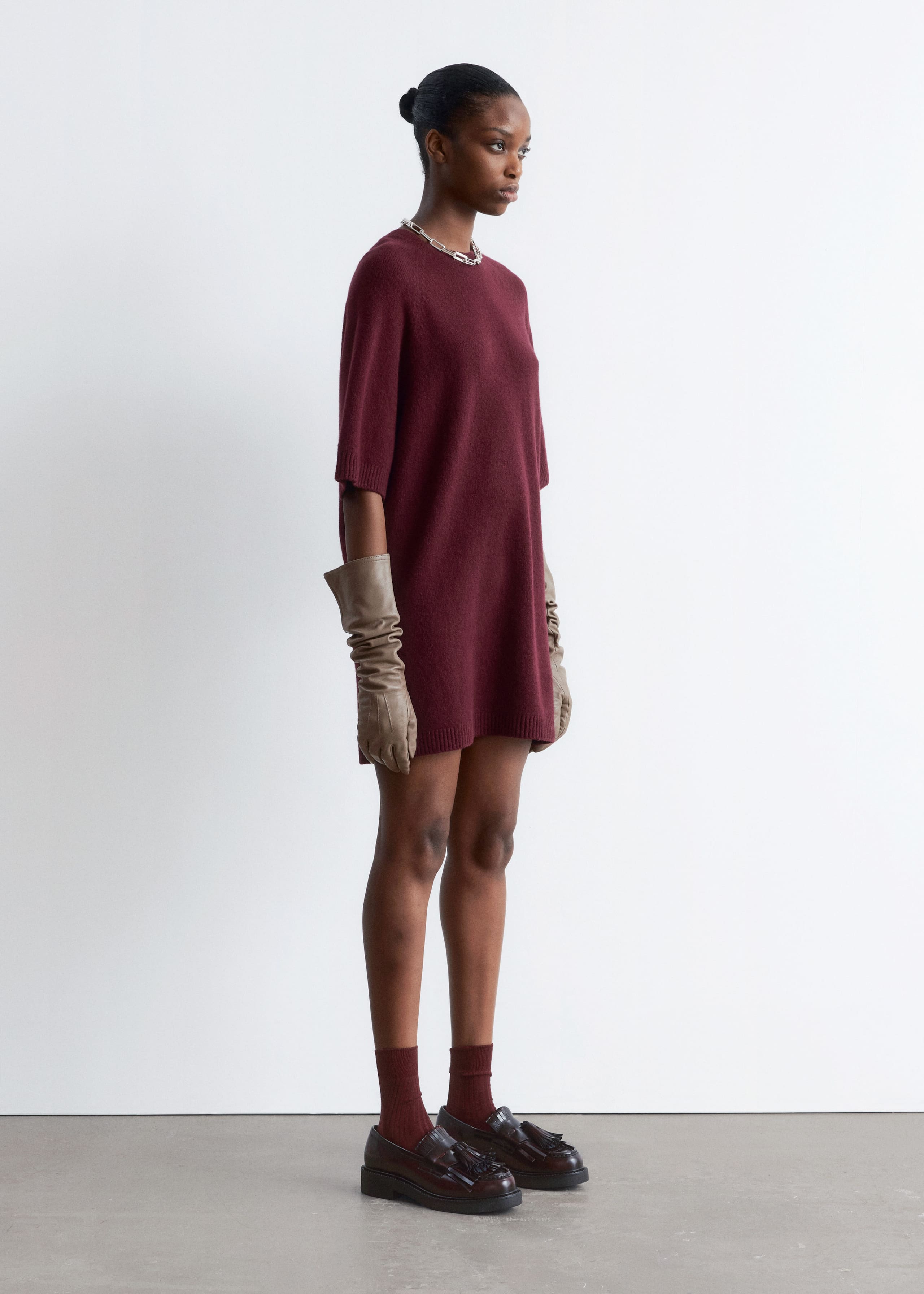 Image of Gestricktes T-Shirt-Minikleid