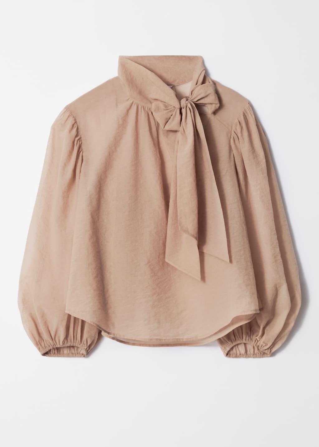 Image of Puff-Sleeve Bow-Detail Blouse