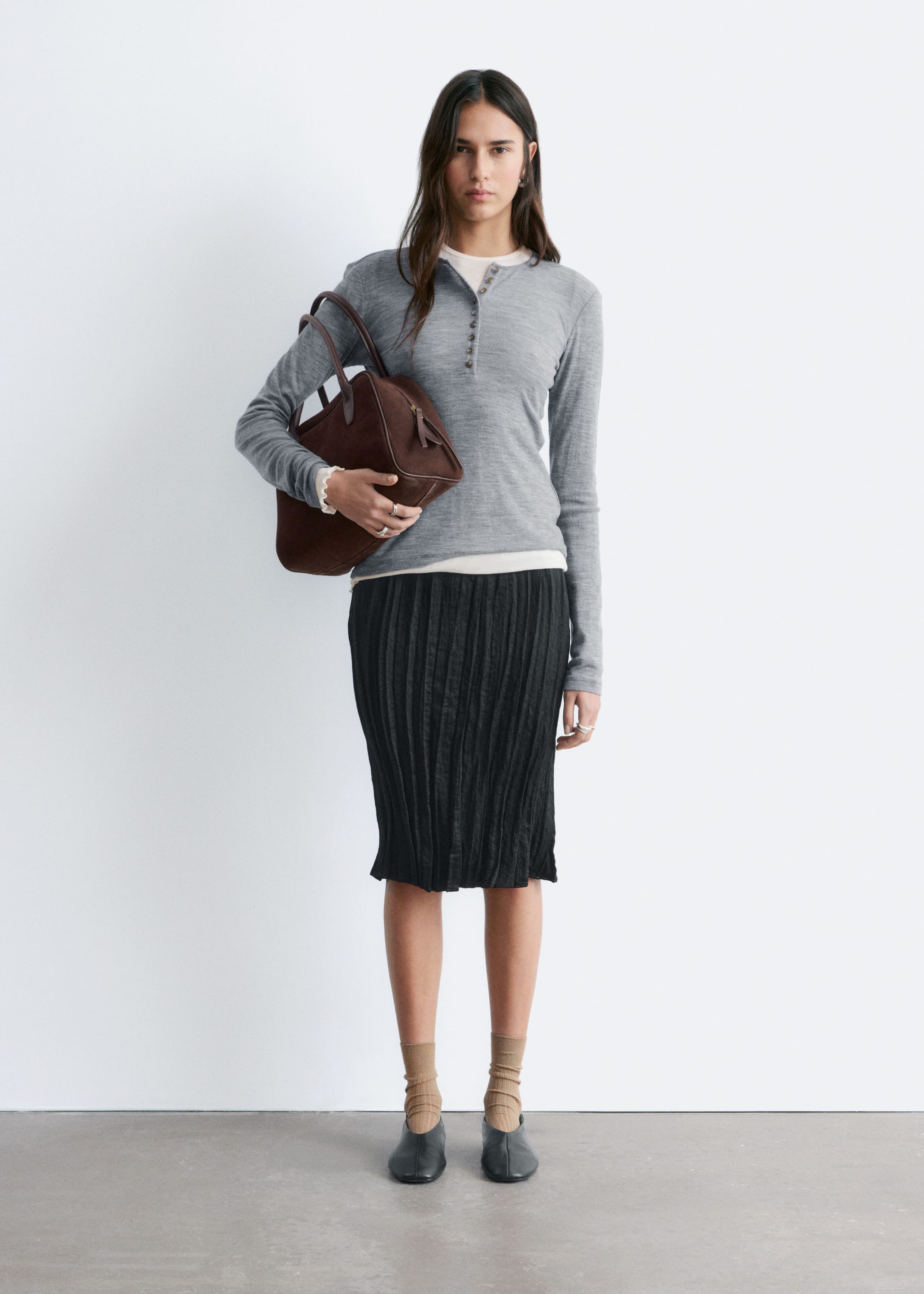 Image of Half-Placket Wool Top