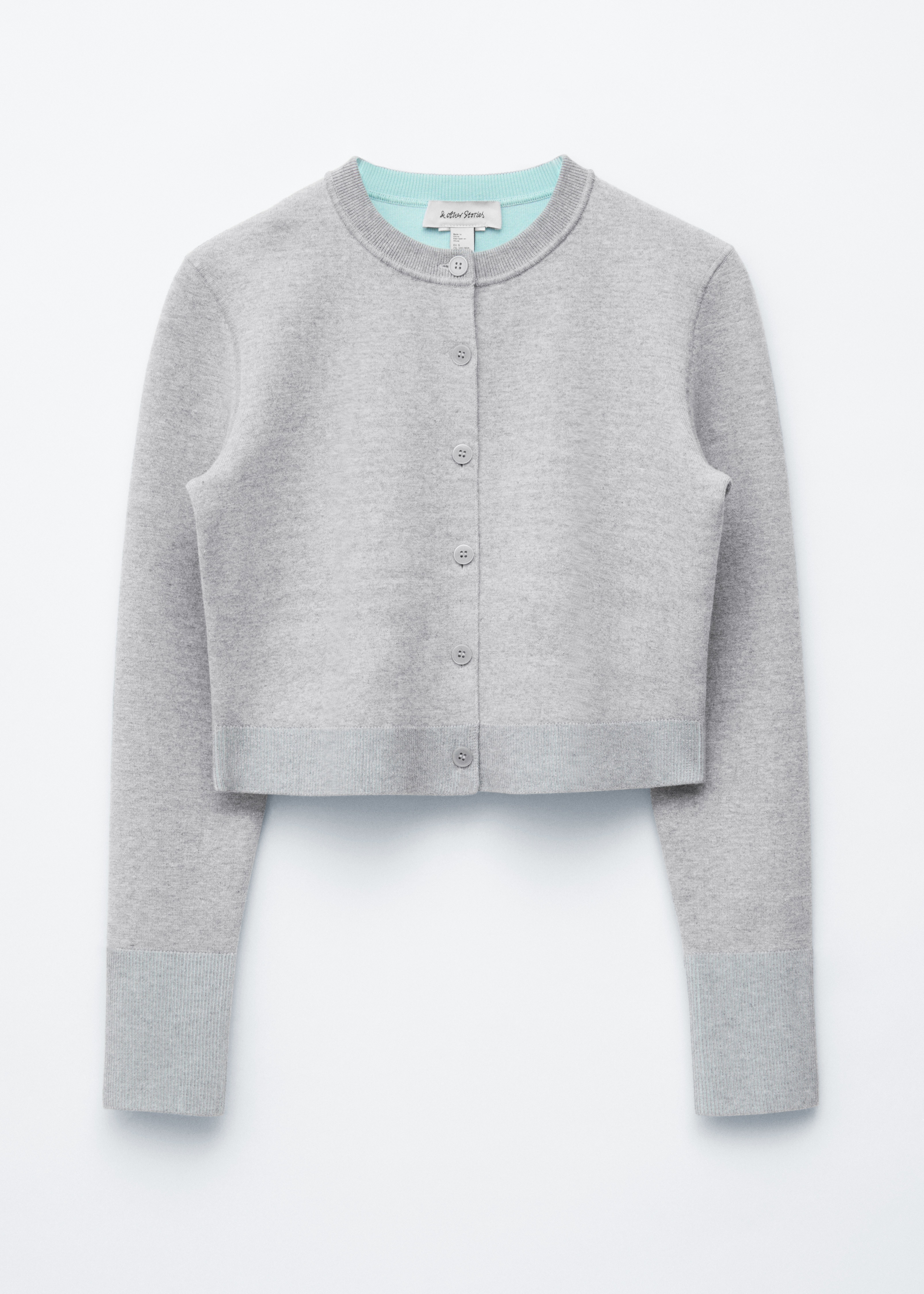 Cardigan court réversible - Gris/Turquoise